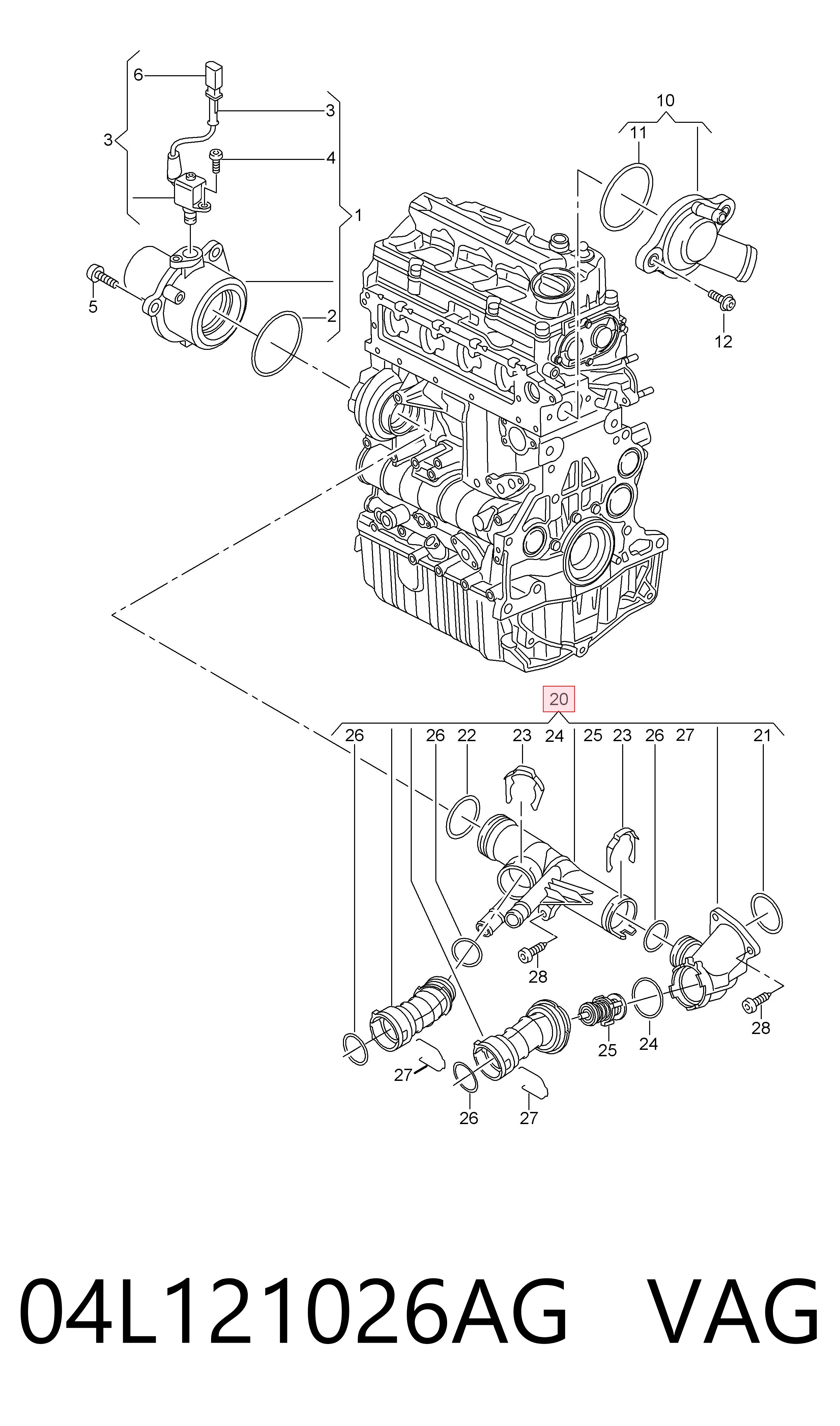 04L121026AG VAG Caixa do termostato