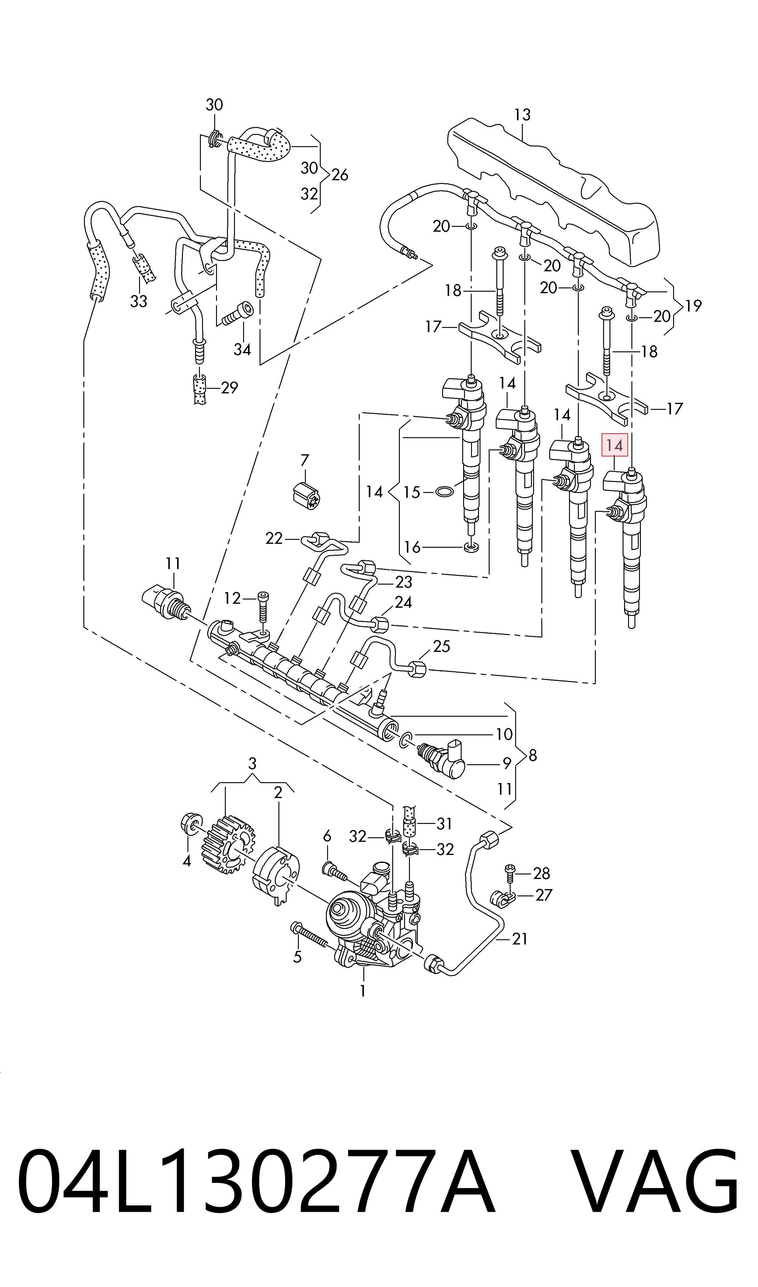 04L130277A VAG Injetor de injeção de combustível
