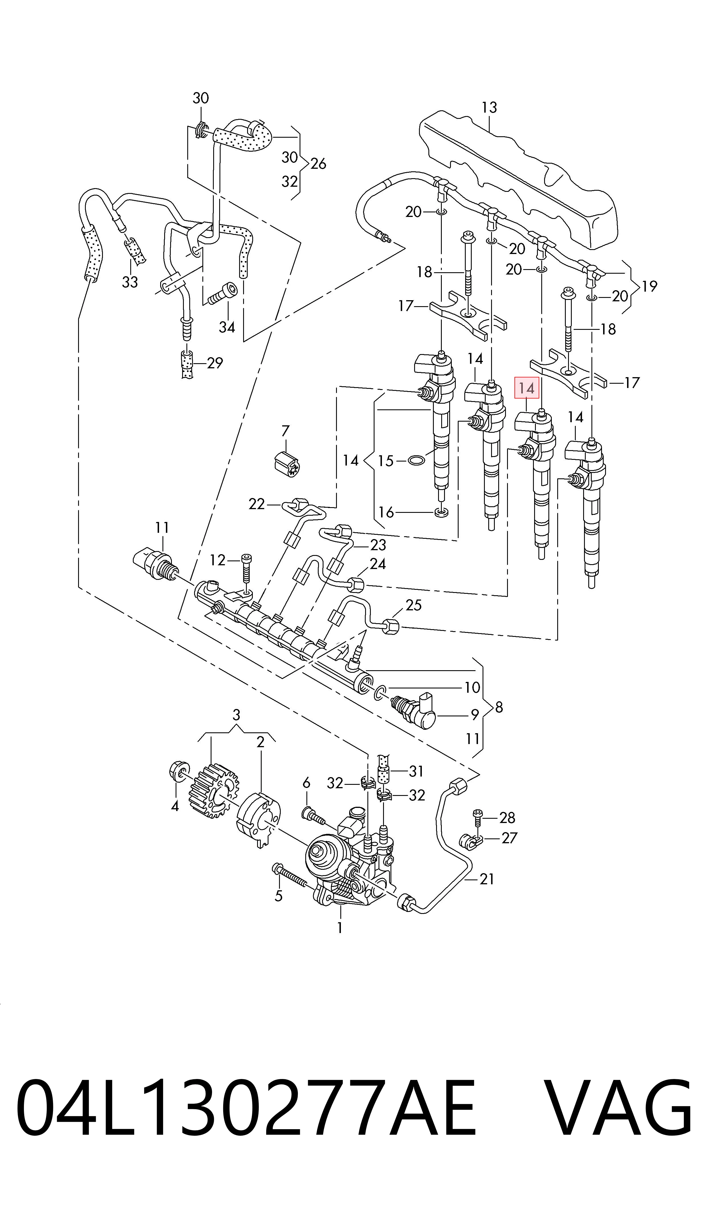 04L130277AE VAG Injetor de injeção de combustível