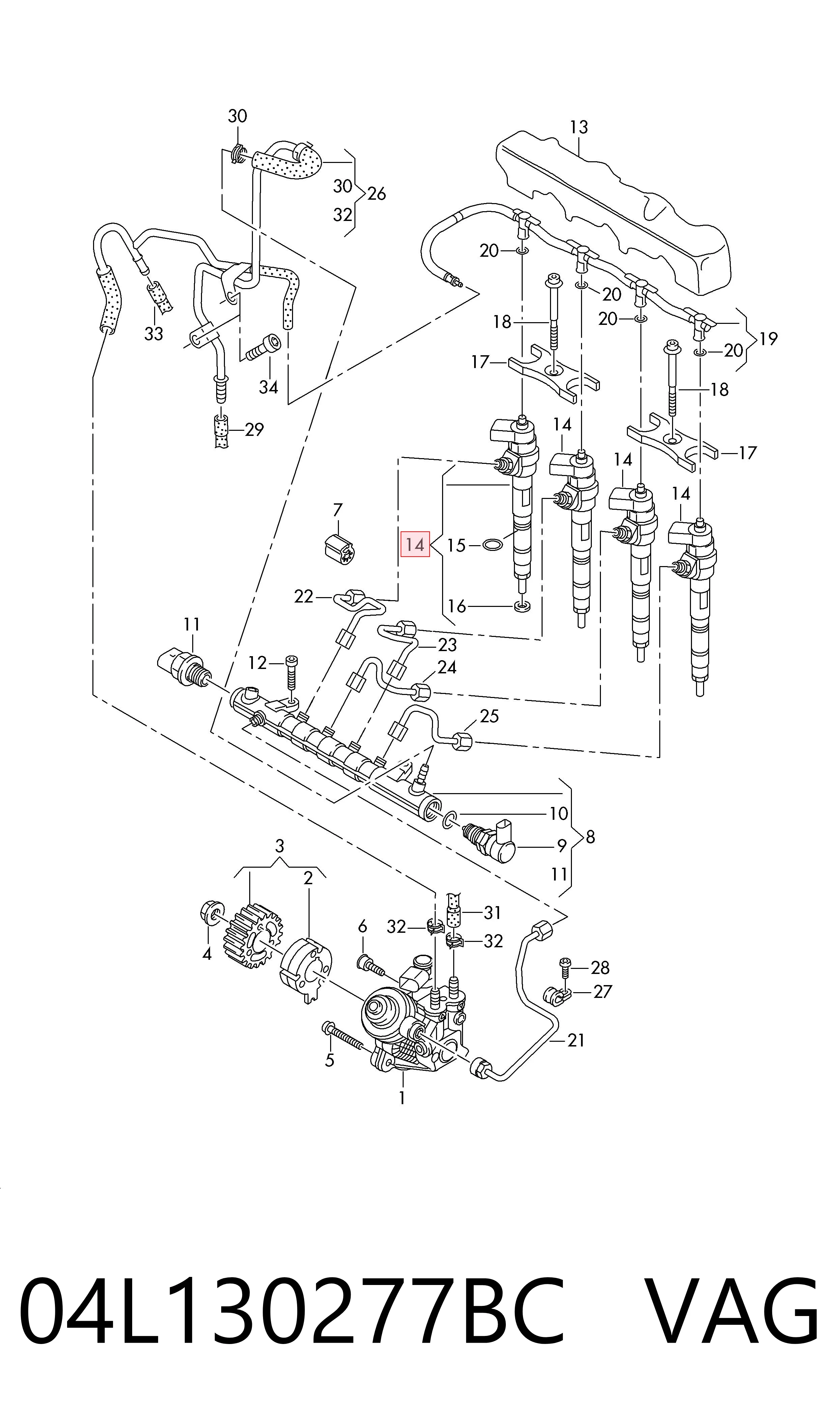 04L130277BC VAG Injetor de injeção de combustível