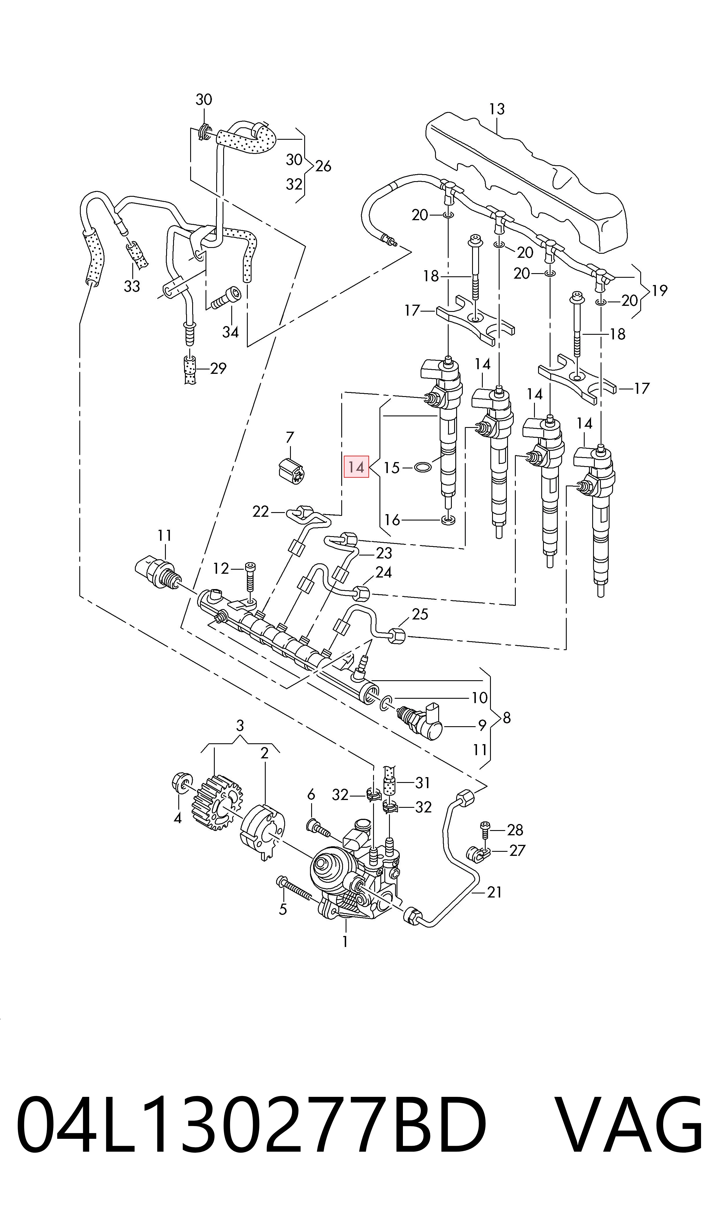 04L130277BD VAG Injetor de injeção de combustível