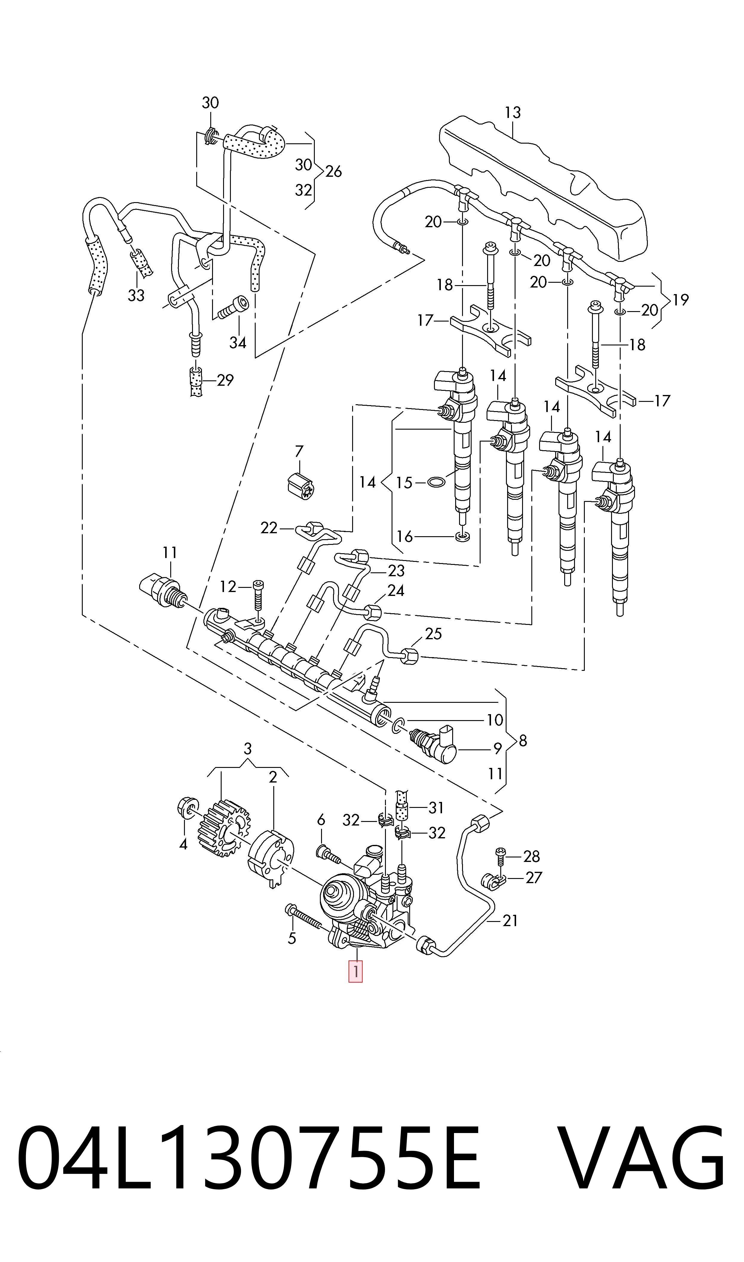  Bomba de combustível de pressão alta Skoda Octavia III A7 carrinha (5E5, 5E6) (2012 - 2020) III A7