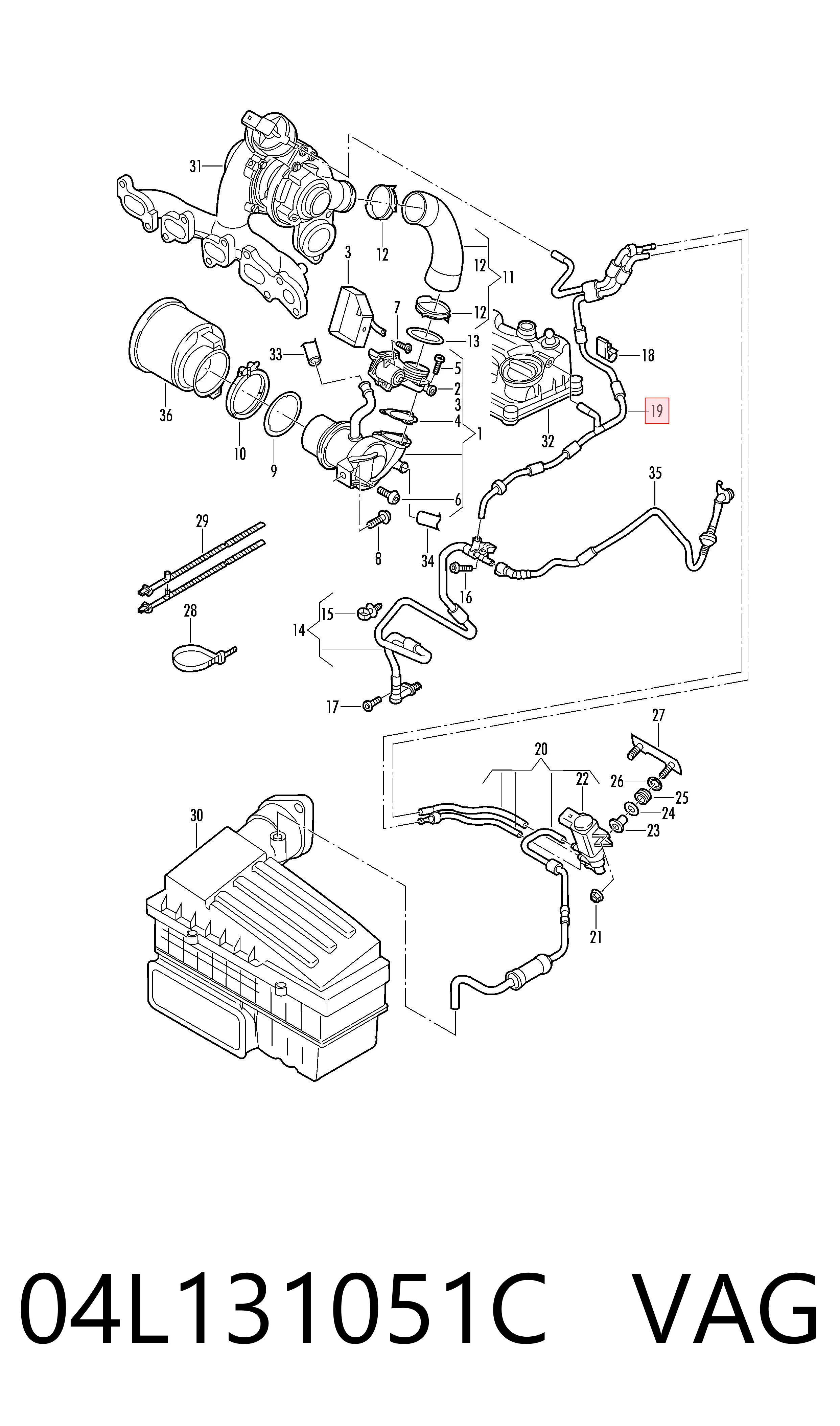04L131051C VAG Cano derivado do sistema de recirculação dos gases de escape EGR