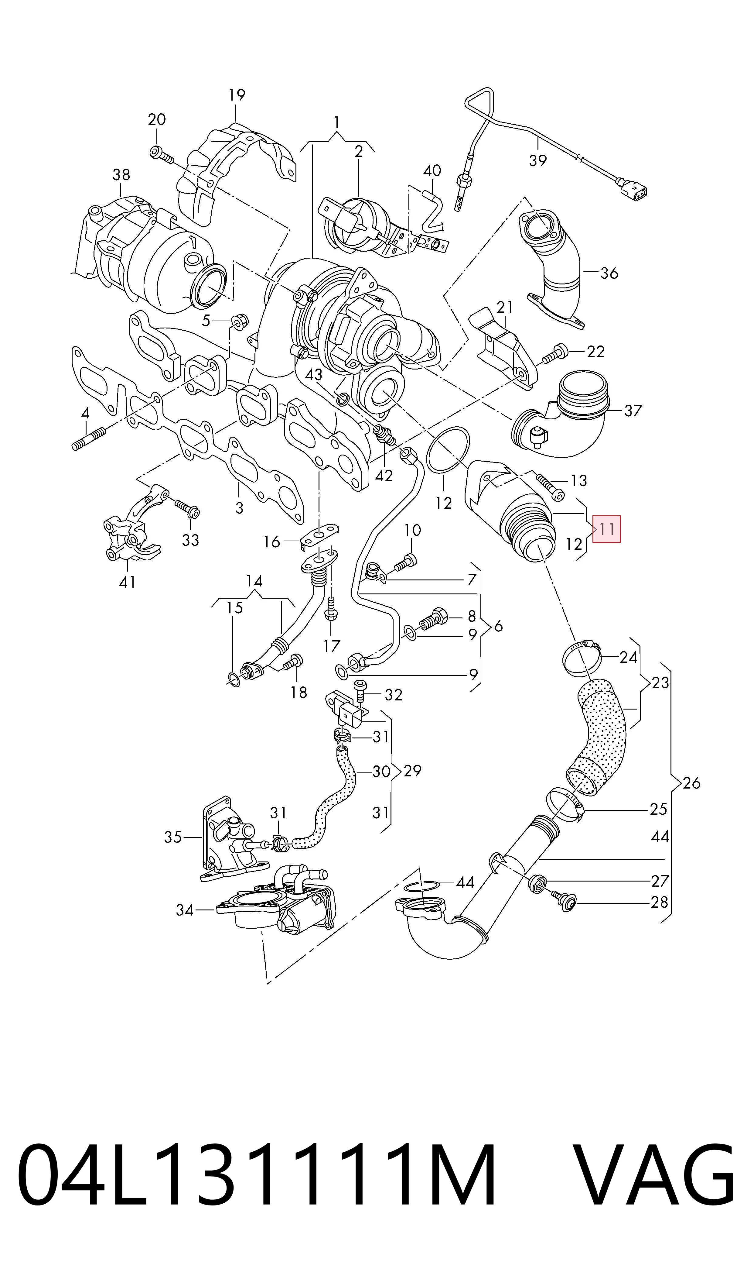 04L131111M VAG Cano derivado de turbina dos gases de escape