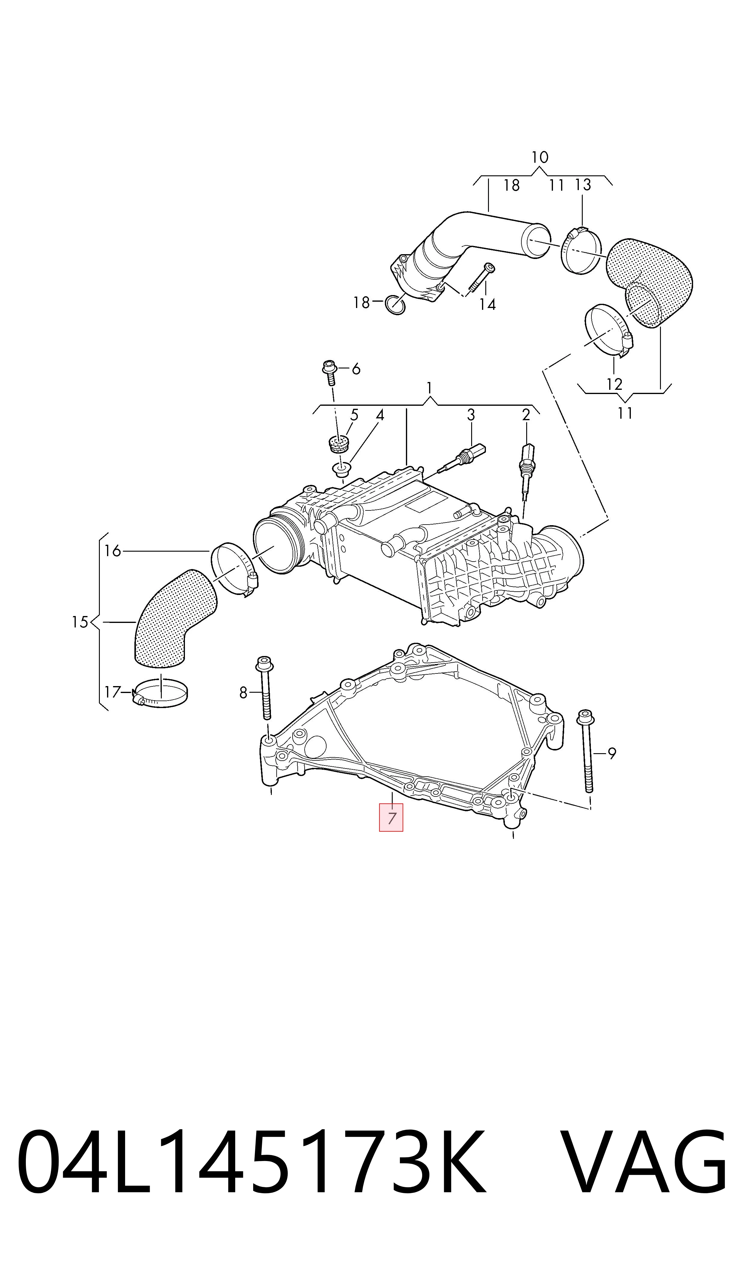 04L145173K VAG Consola do radiador de intercooler