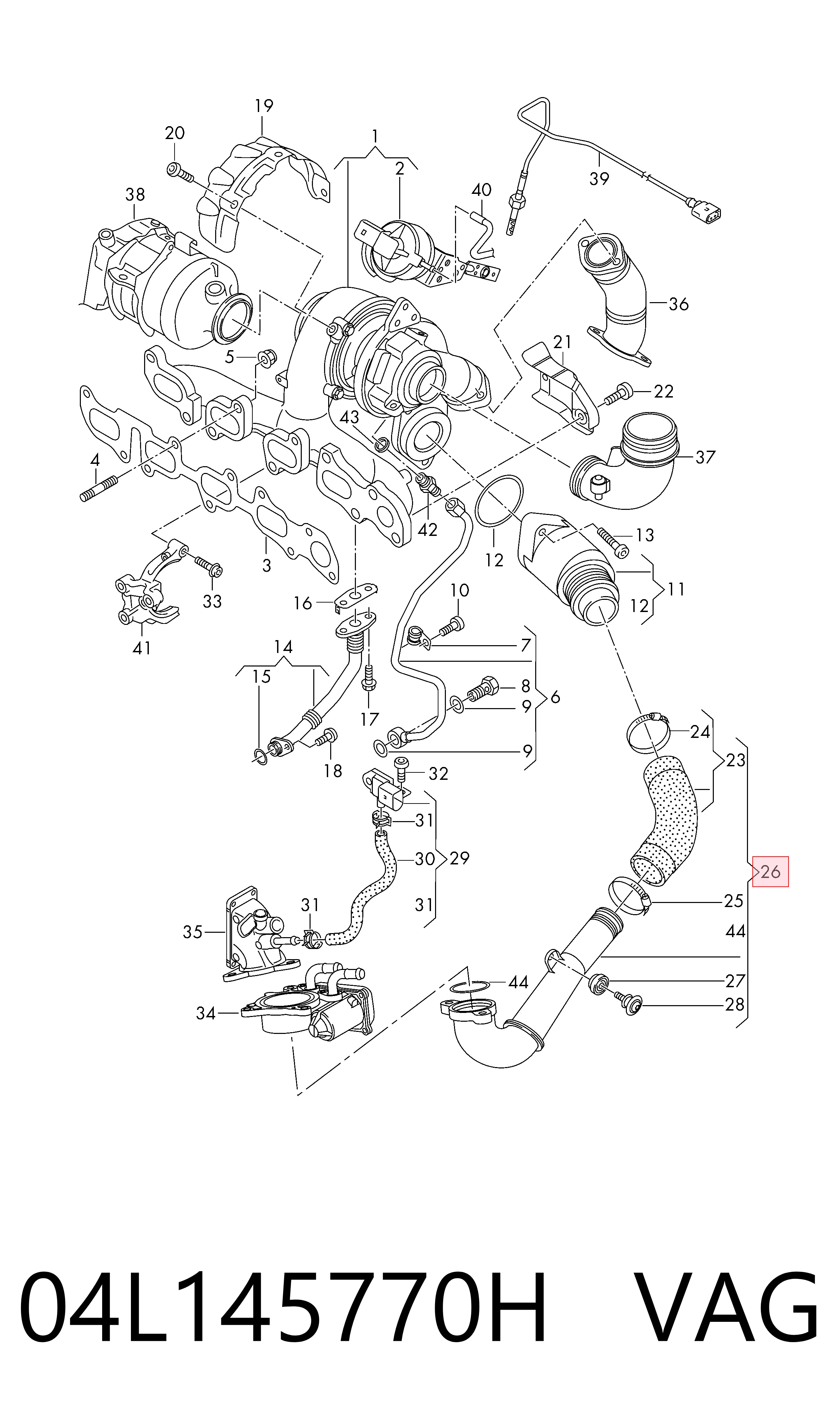 04L145770H VAG Cano derivado de ar, entrada na turbina (supercompressão)