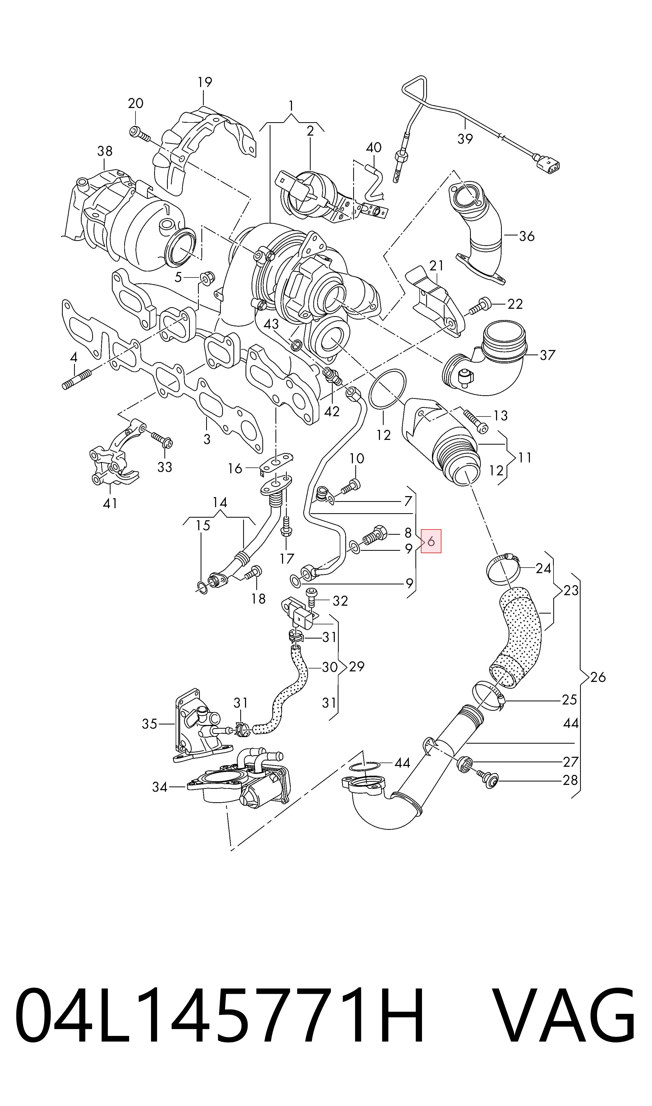 04L145771H VAG Tubo (mangueira) de fornecimento de óleo de turbina