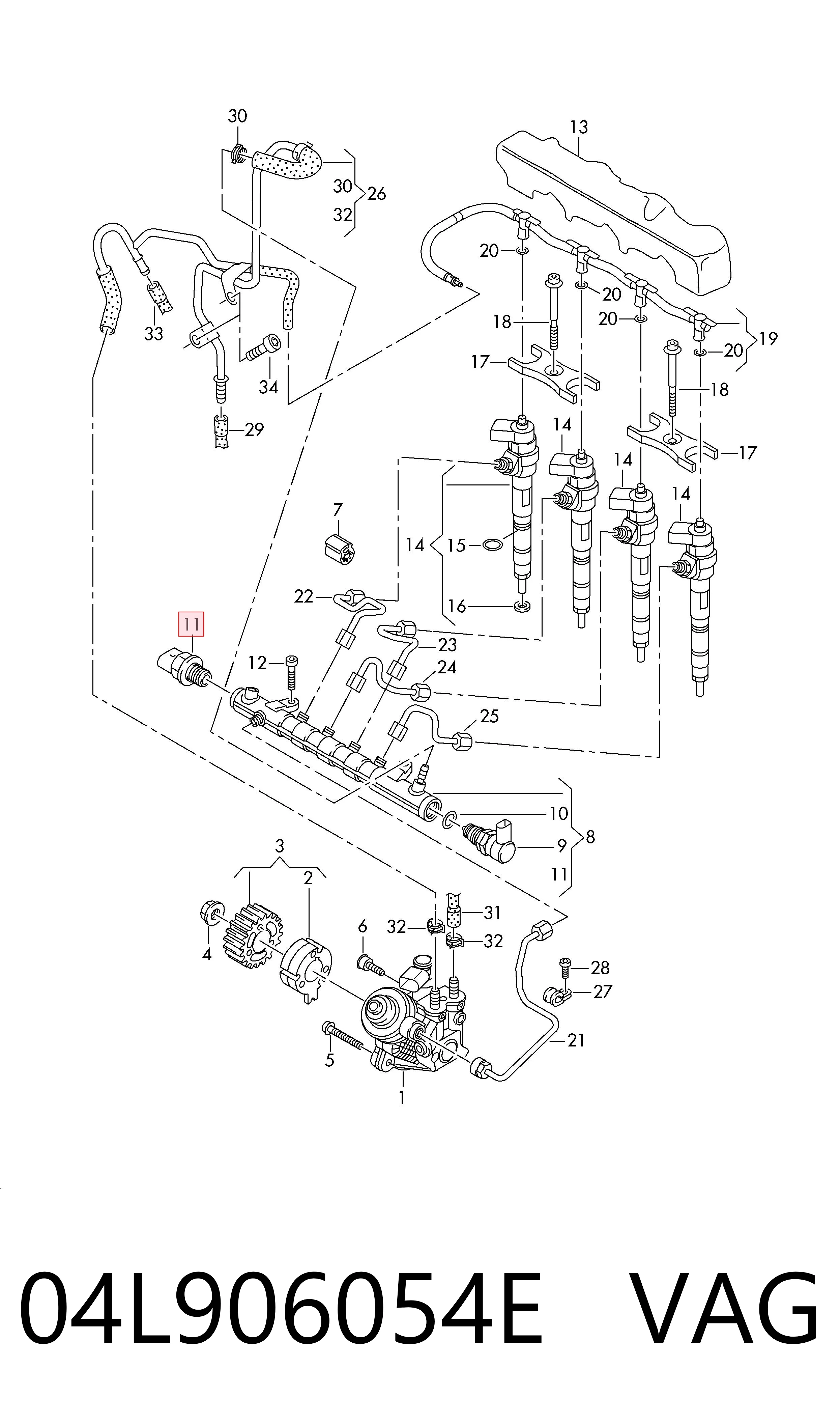 04L906054E VAG Sensor de pressão de combustível