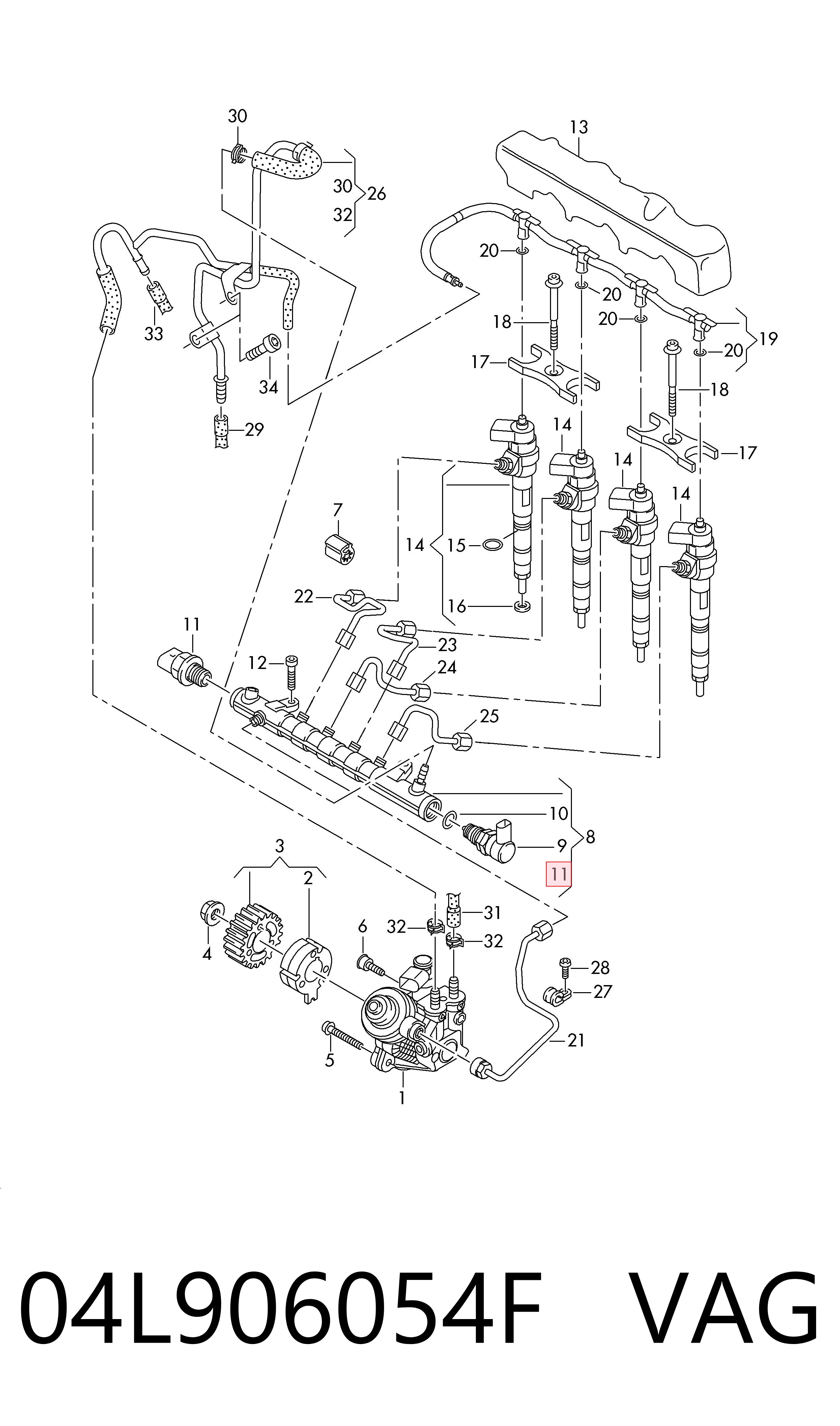 04L906054F VAG Sensor de pressão de combustível