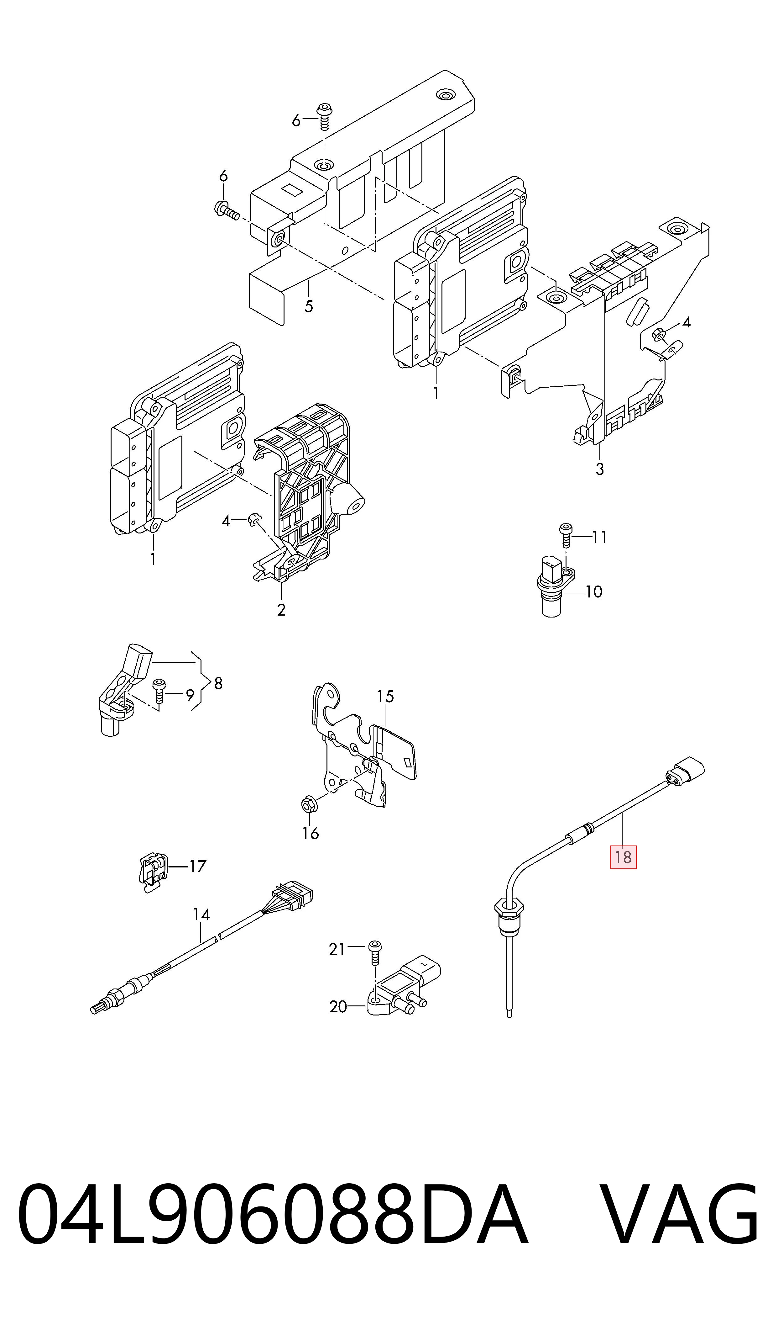 04L906088DA VAG Sensor de temperatura dos gases de escape (GE), antes de filtro de partículas diesel