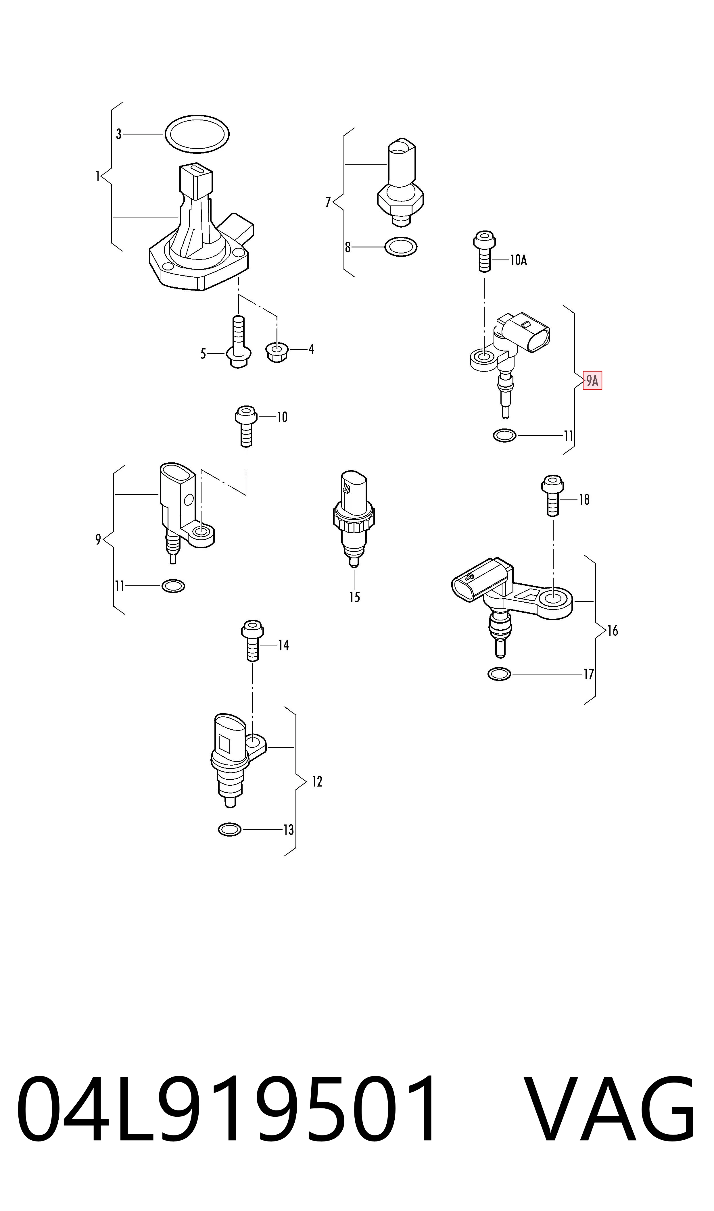 Sensor de temperatura do fluido de esfriamento VAG 04L919501 preço, a partir de 17,11 USD