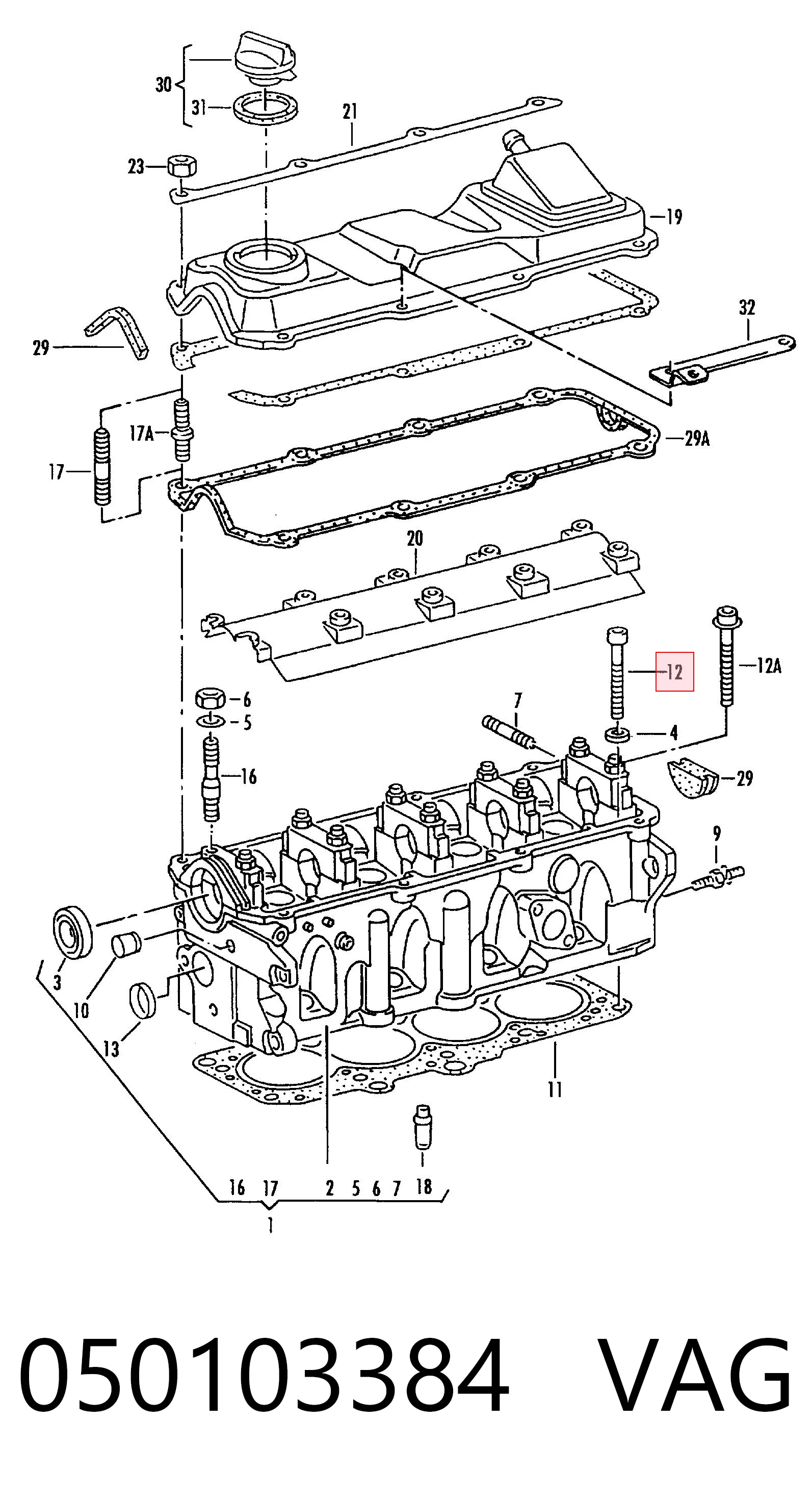 050103384 VAG Parafuso de cabeça de motor (CBC)