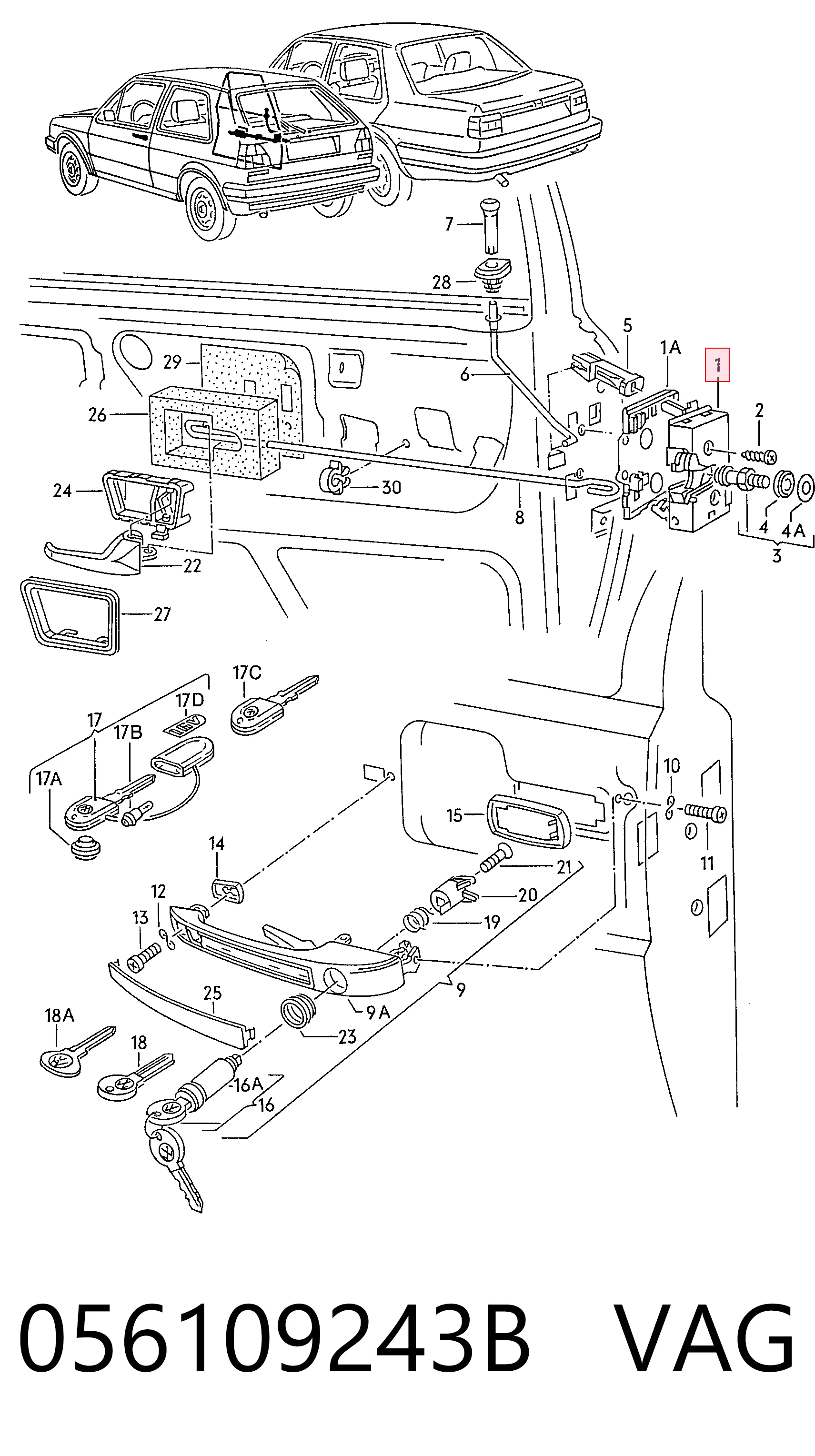 Compre Fecho da porta dianteira esquerda Volkswagen Golf 1