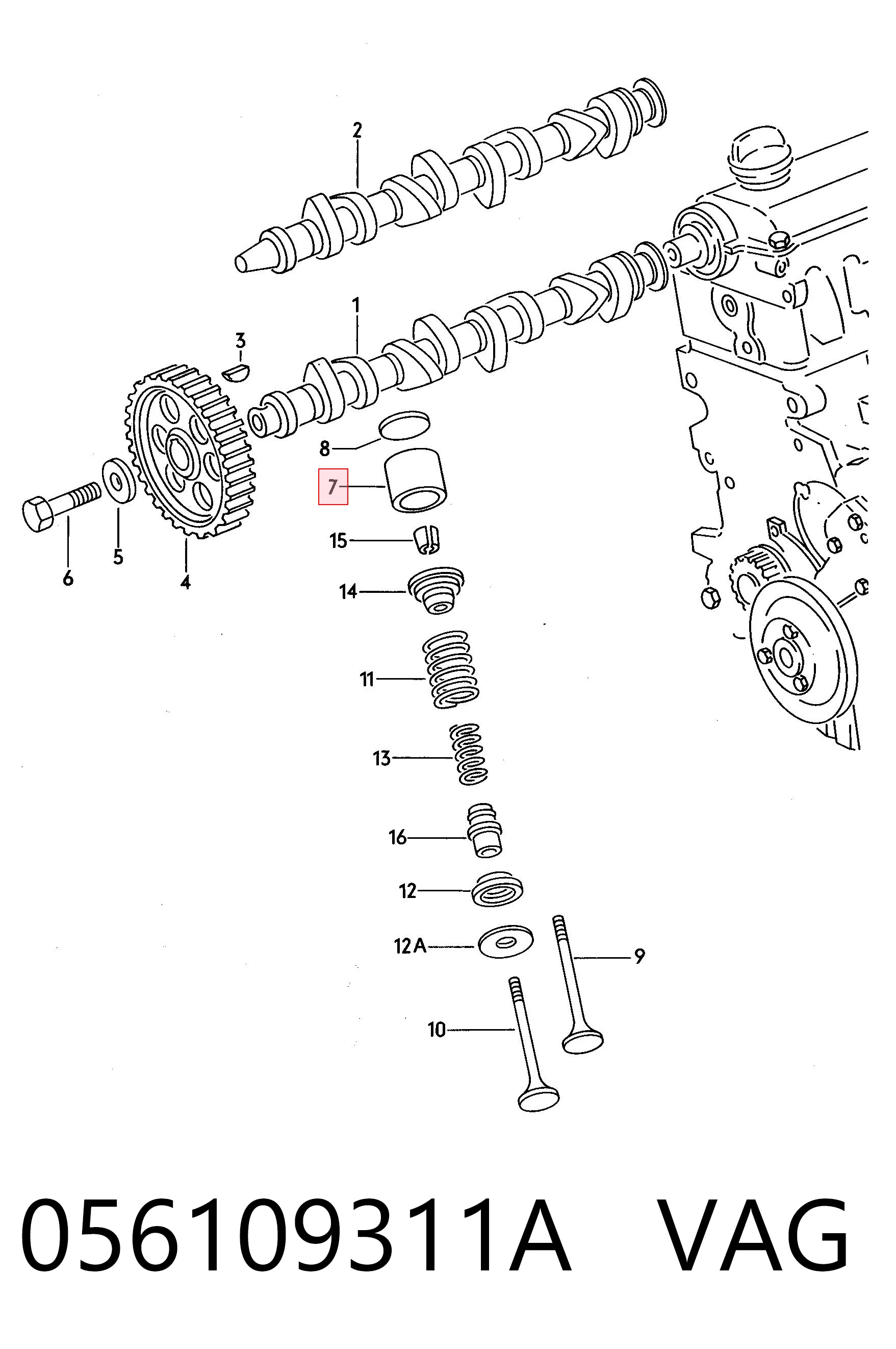 Compensador hidrâulico (empurrador hidrâulico), empurrador de válvulas para Audi 80 82