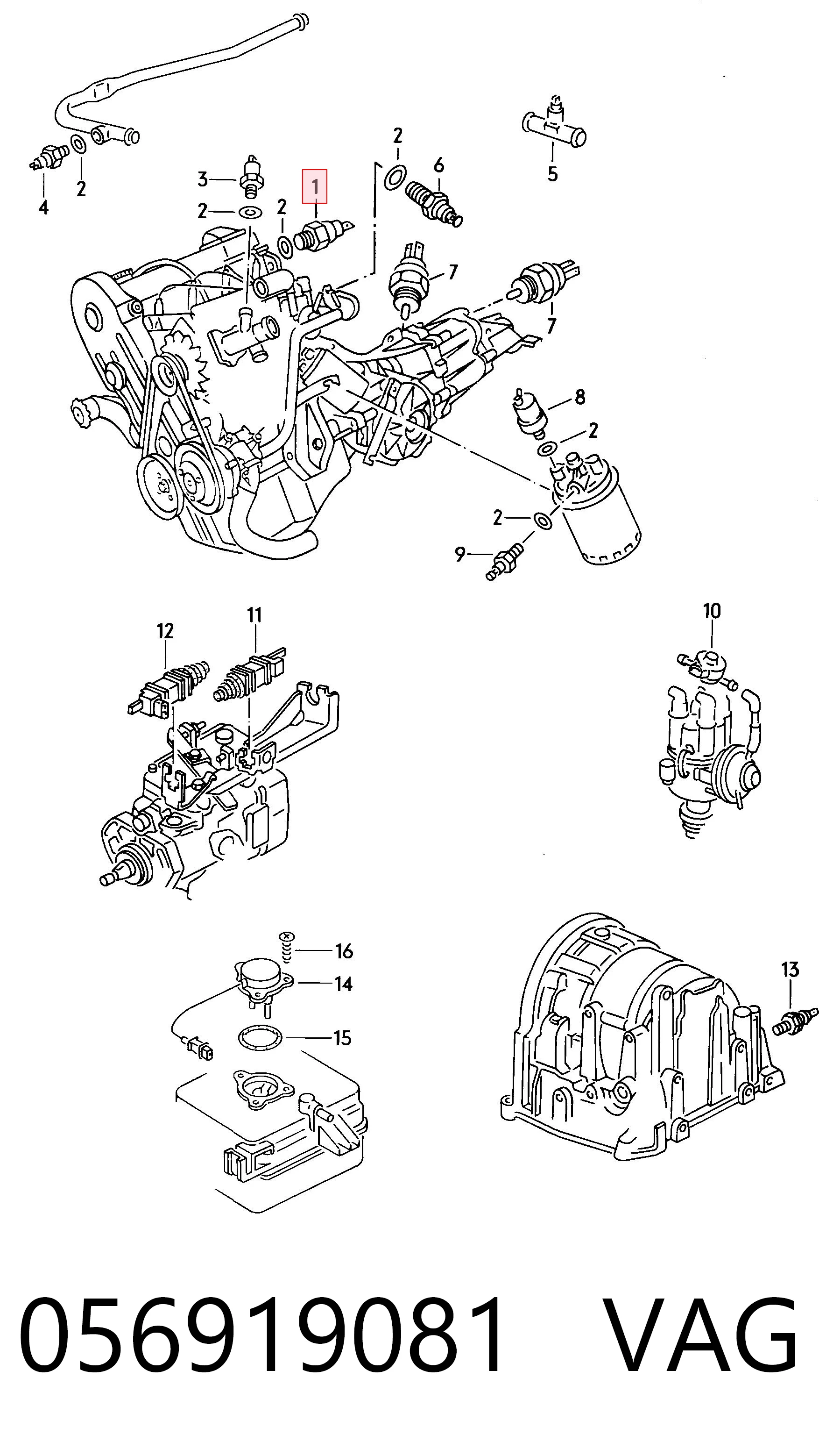 056919081 VAG Sensor de pressão de óleo