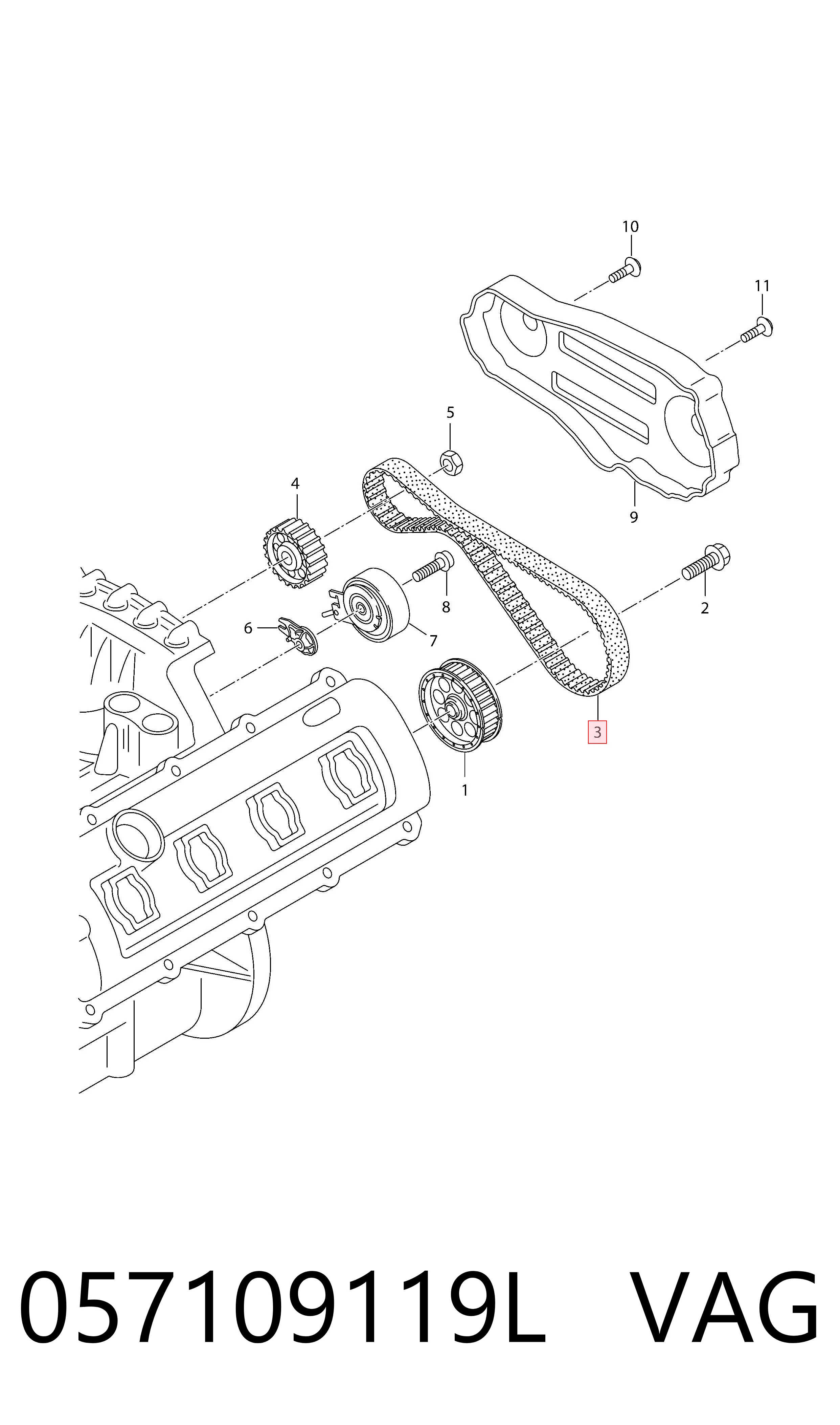 Correia do mecanismo de distribuição de gás Audi A8  4H2, 4H8, 4HC, 4HL ao melhor preço