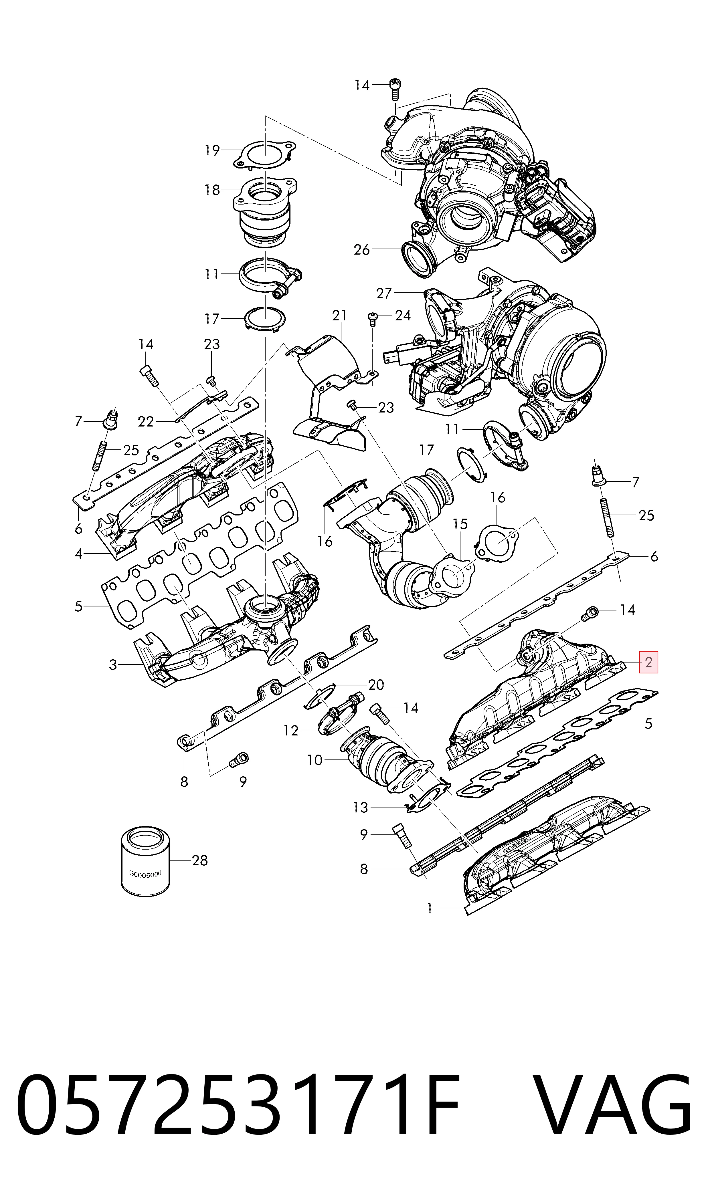 Tubo coletor de escape para Audi Q7  4MB, 4MG, 4MQ