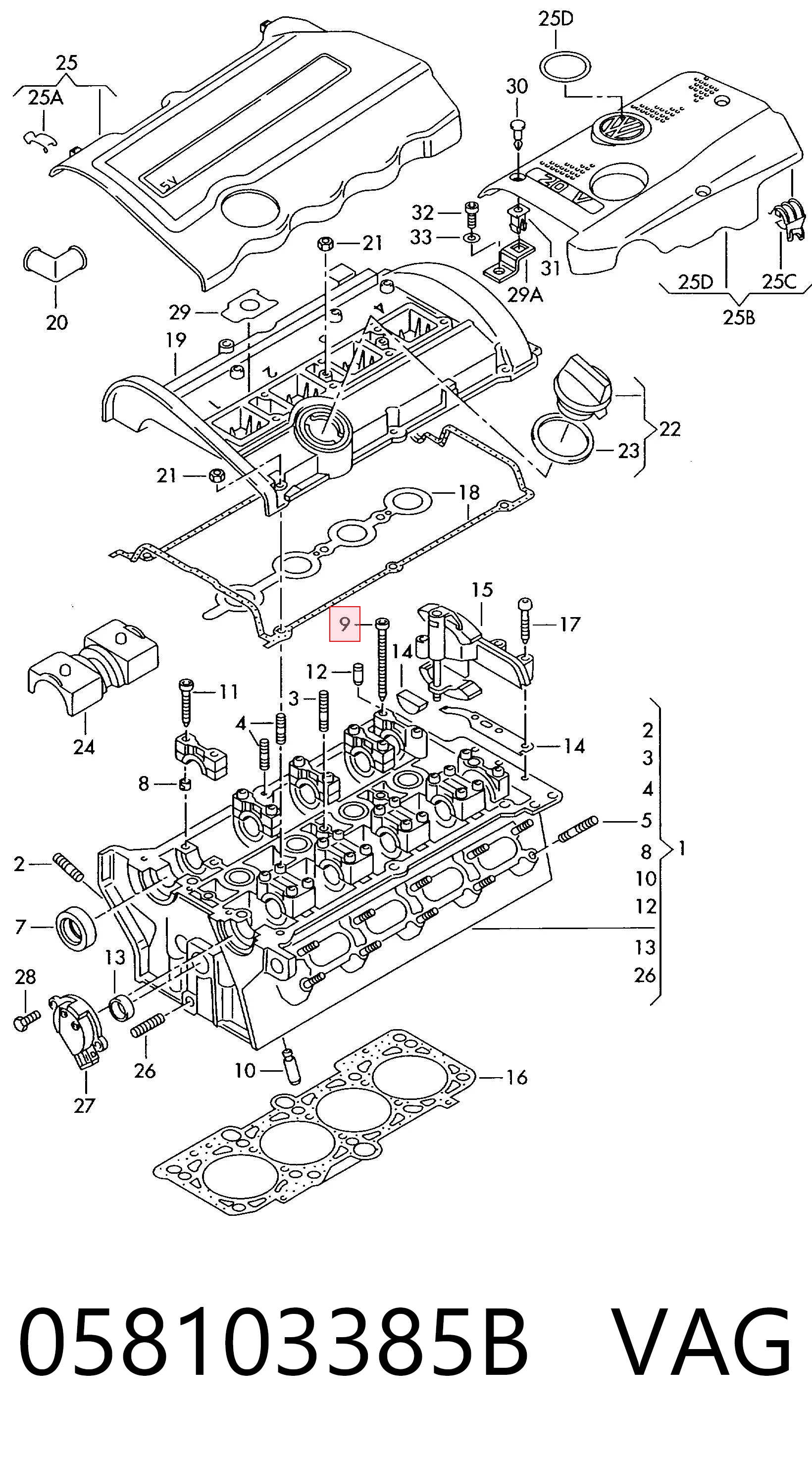 058103385B VAG Parafuso de cabeça de motor (CBC)