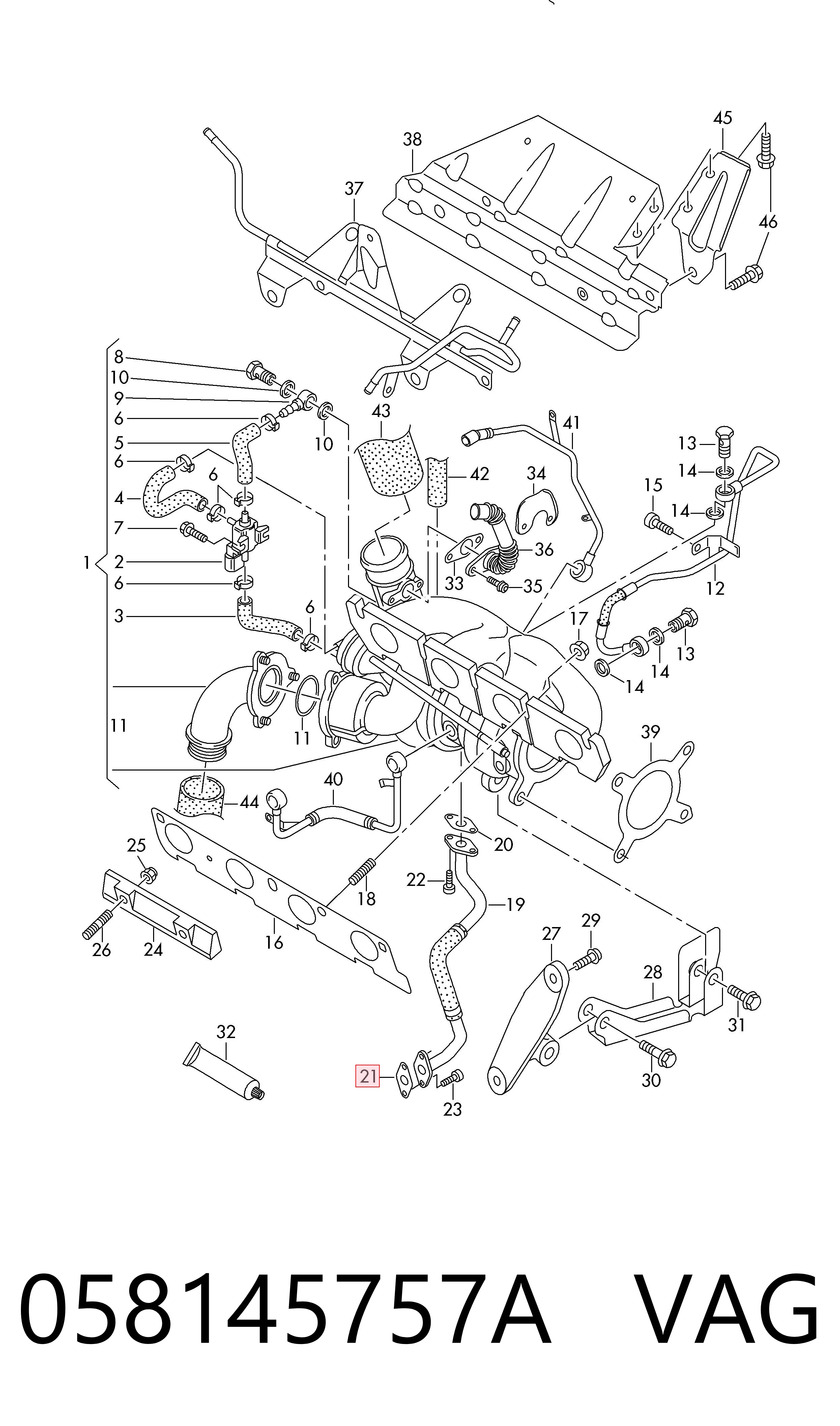 Compre 058145757A VAG Vedante de mangueira de derivação de óleo de turbina