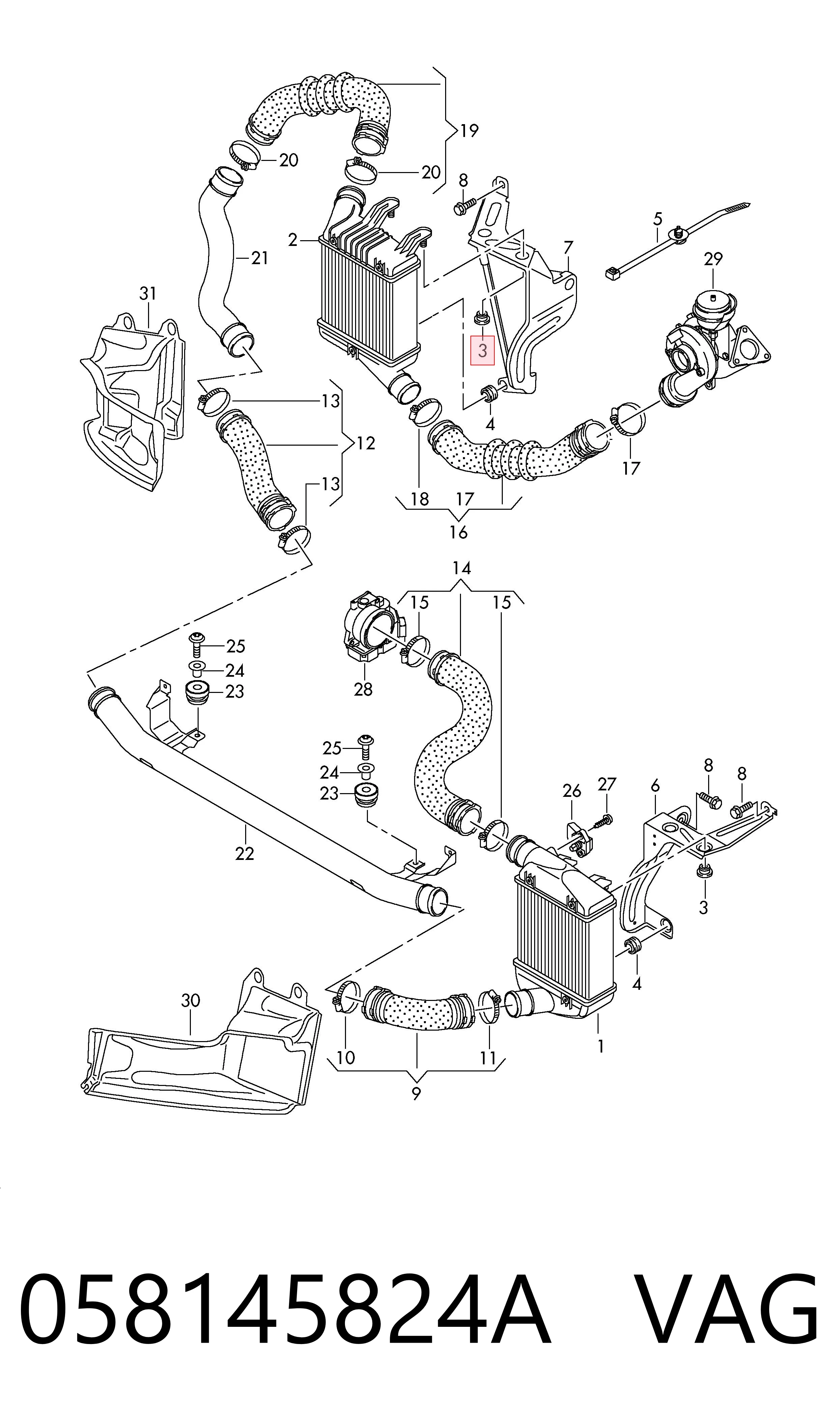 058145824A VAG Consola do radiador de intercooler