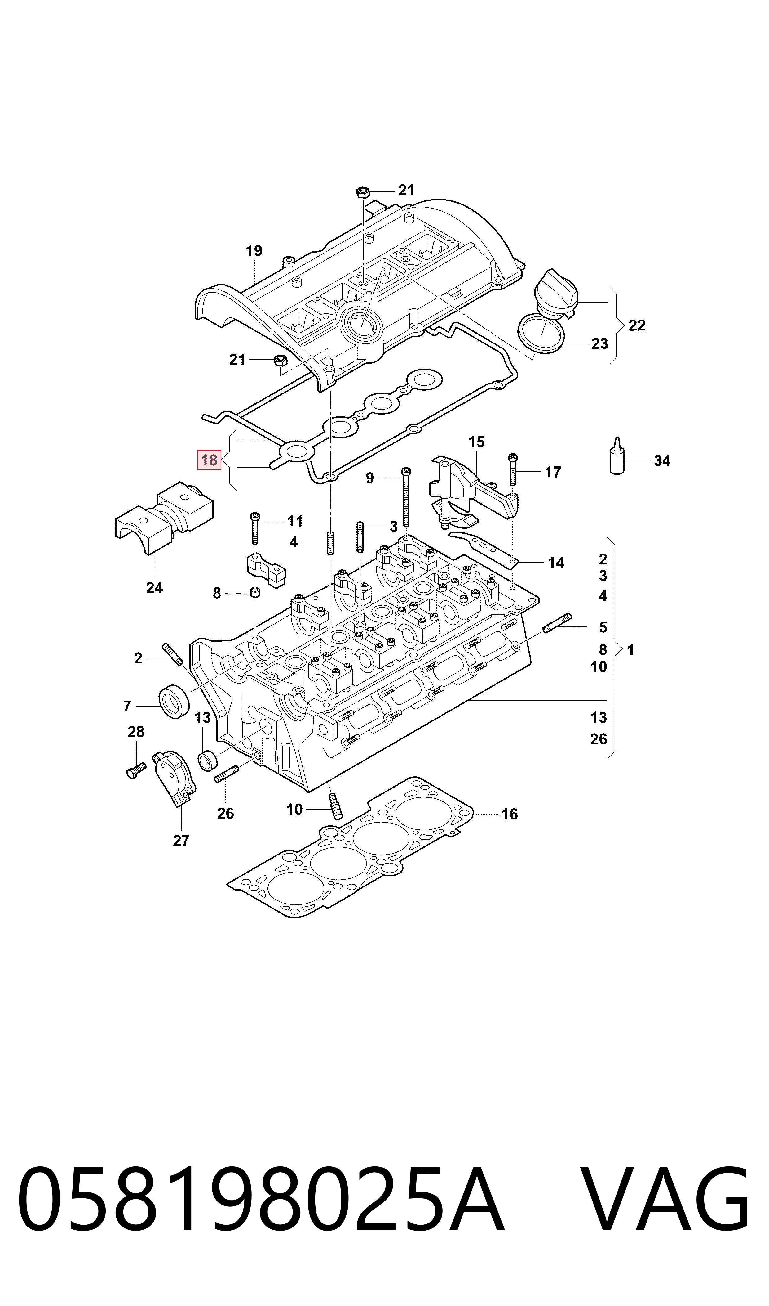 Vedante da tampa de válvulas de motor, kit VAG 058198025A preço, a partir de 35,77 USD