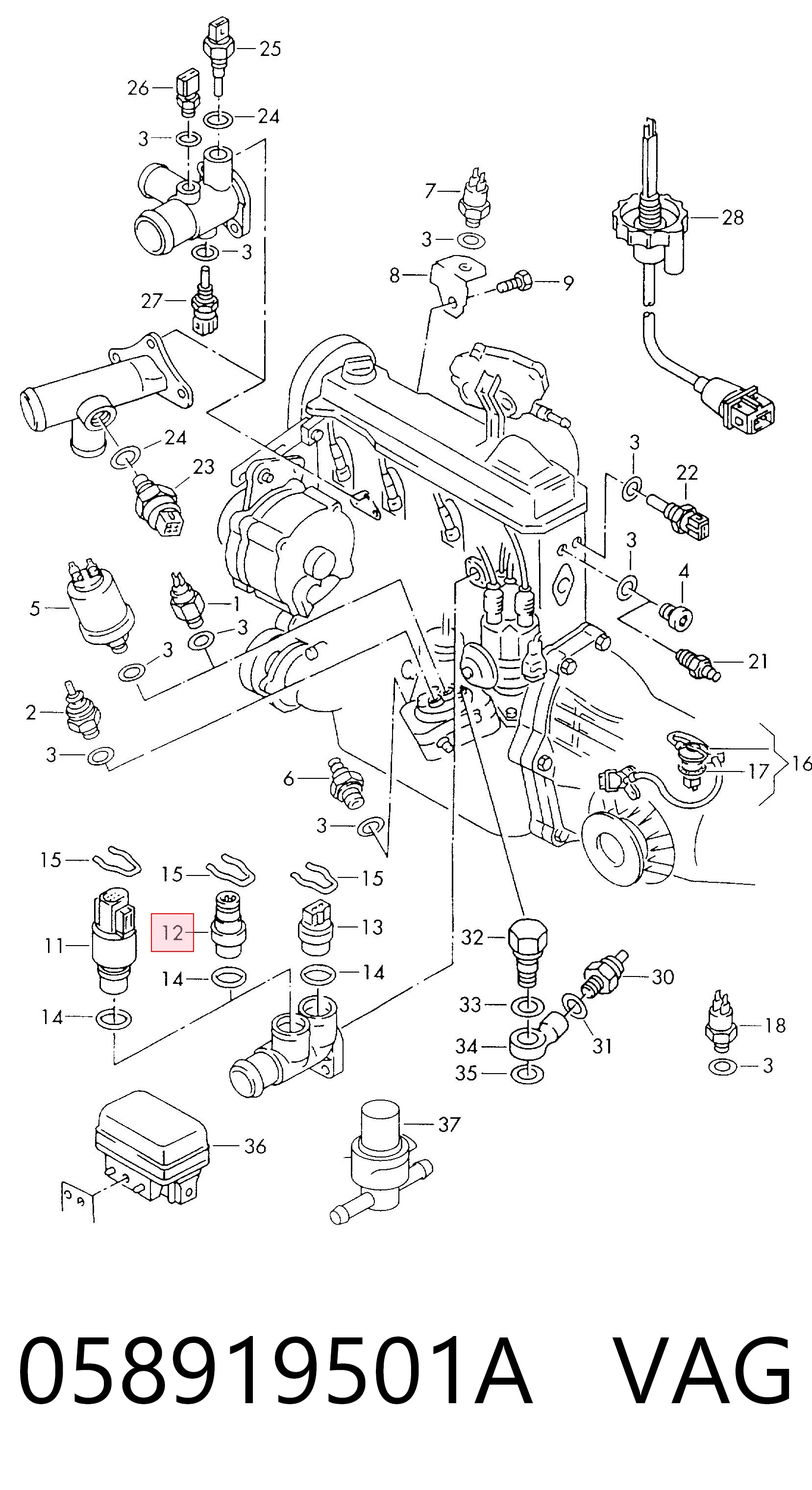 058919501A VAG Sensor de temperatura do fluido de esfriamento