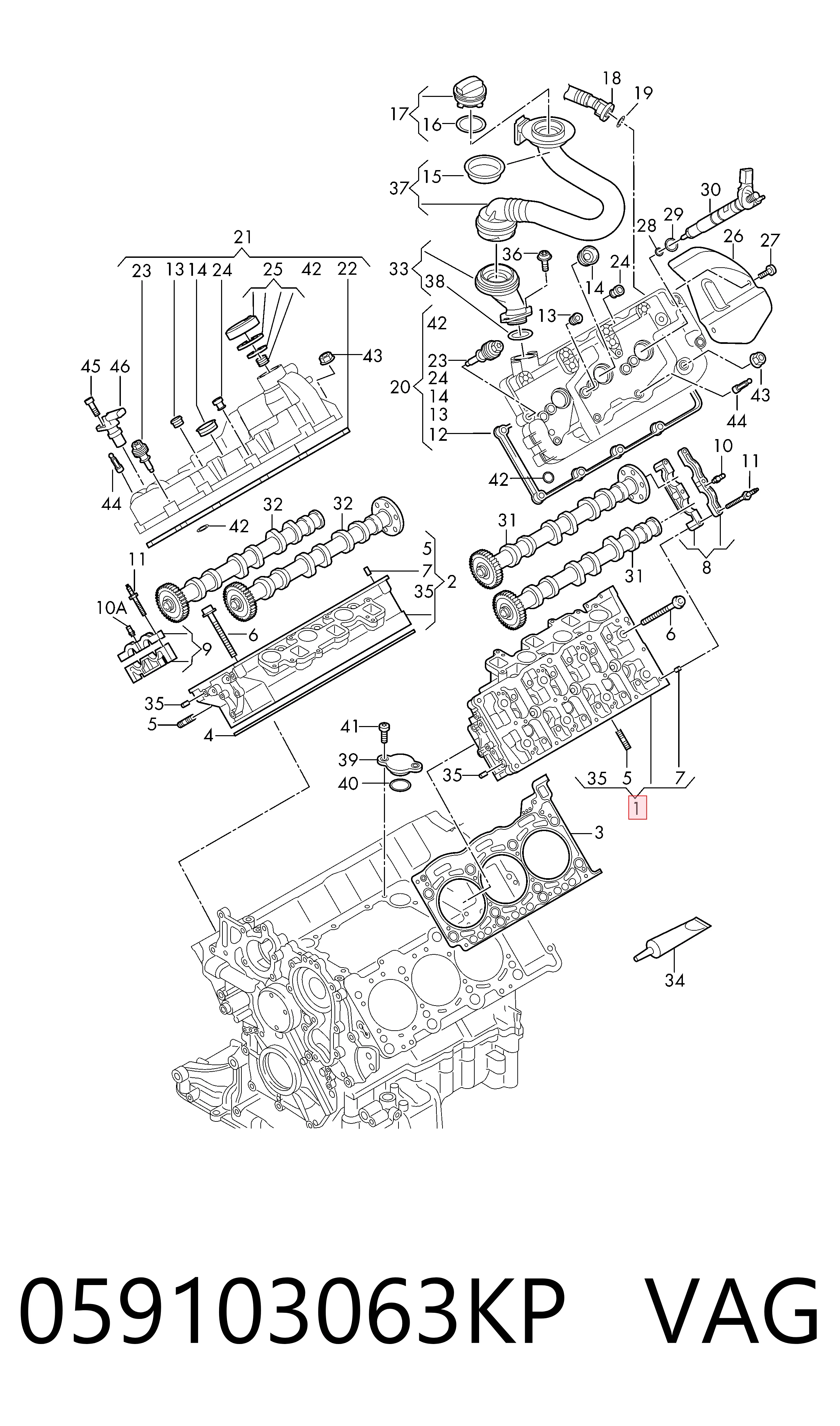 059103063KP VAG Cabeça de motor (CBC)