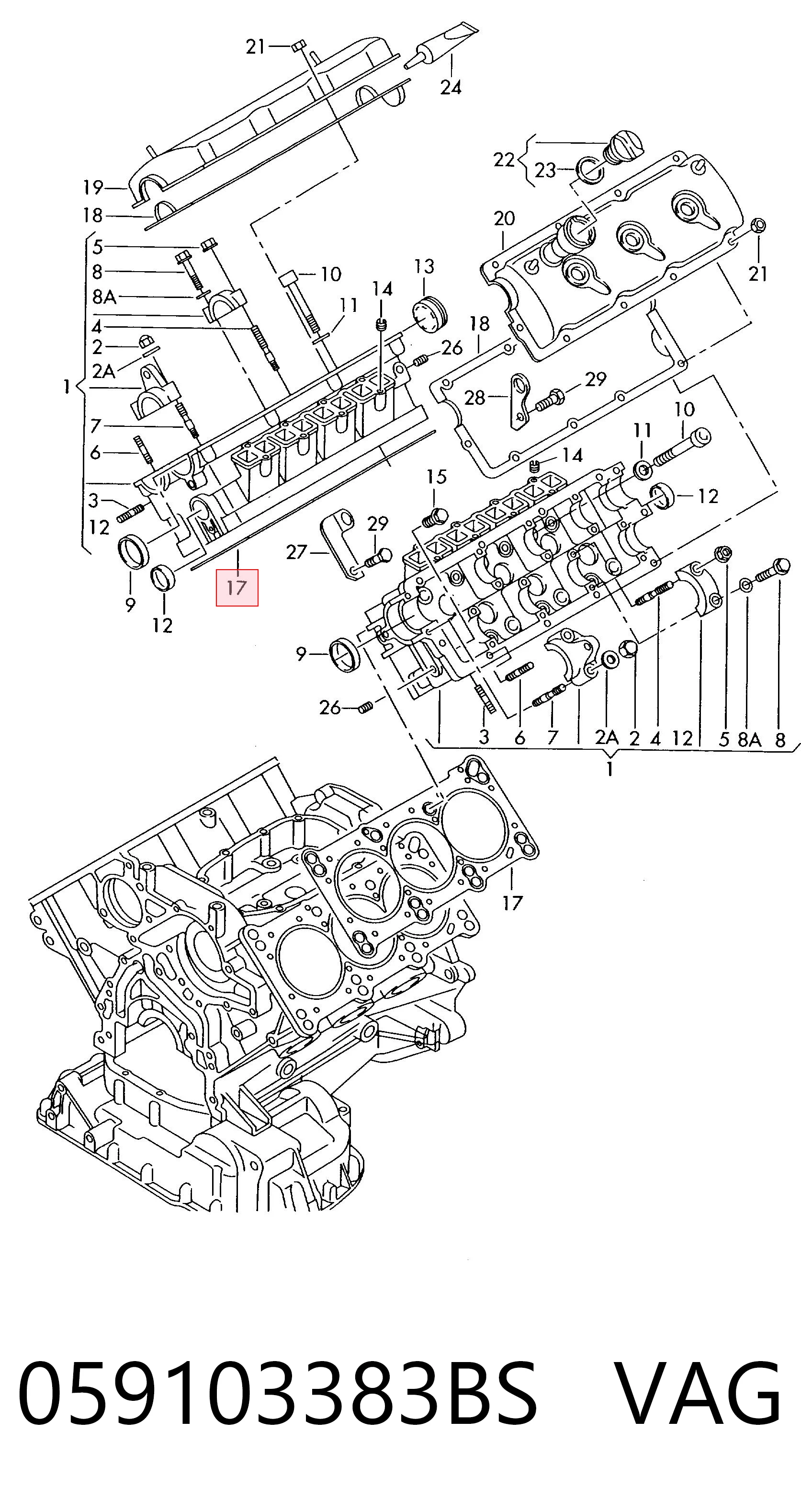 059103383BS VAG Vedante de cabeça de motor (CBC)