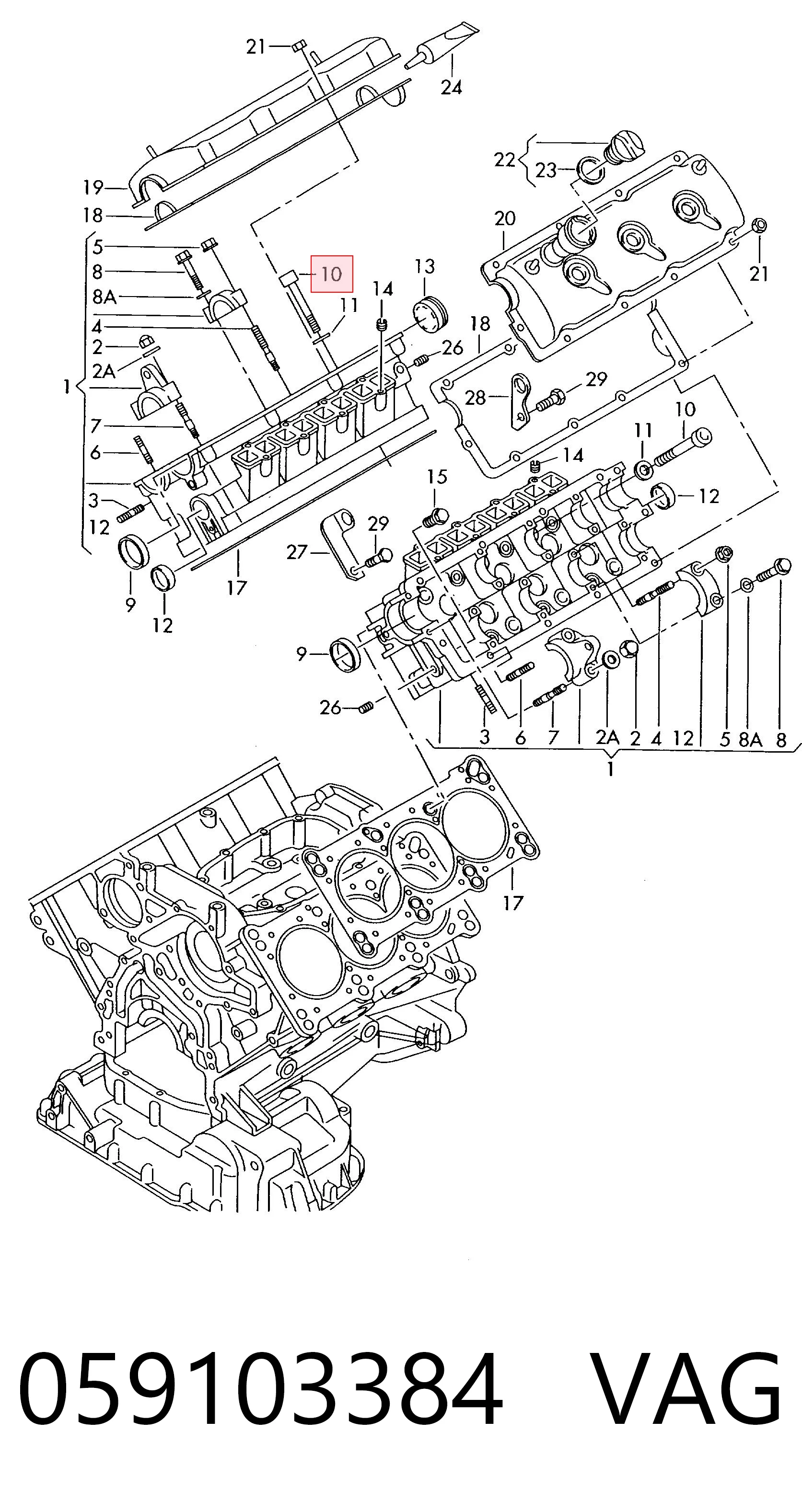 059103384 VAG Parafuso de cabeça de motor (CBC)