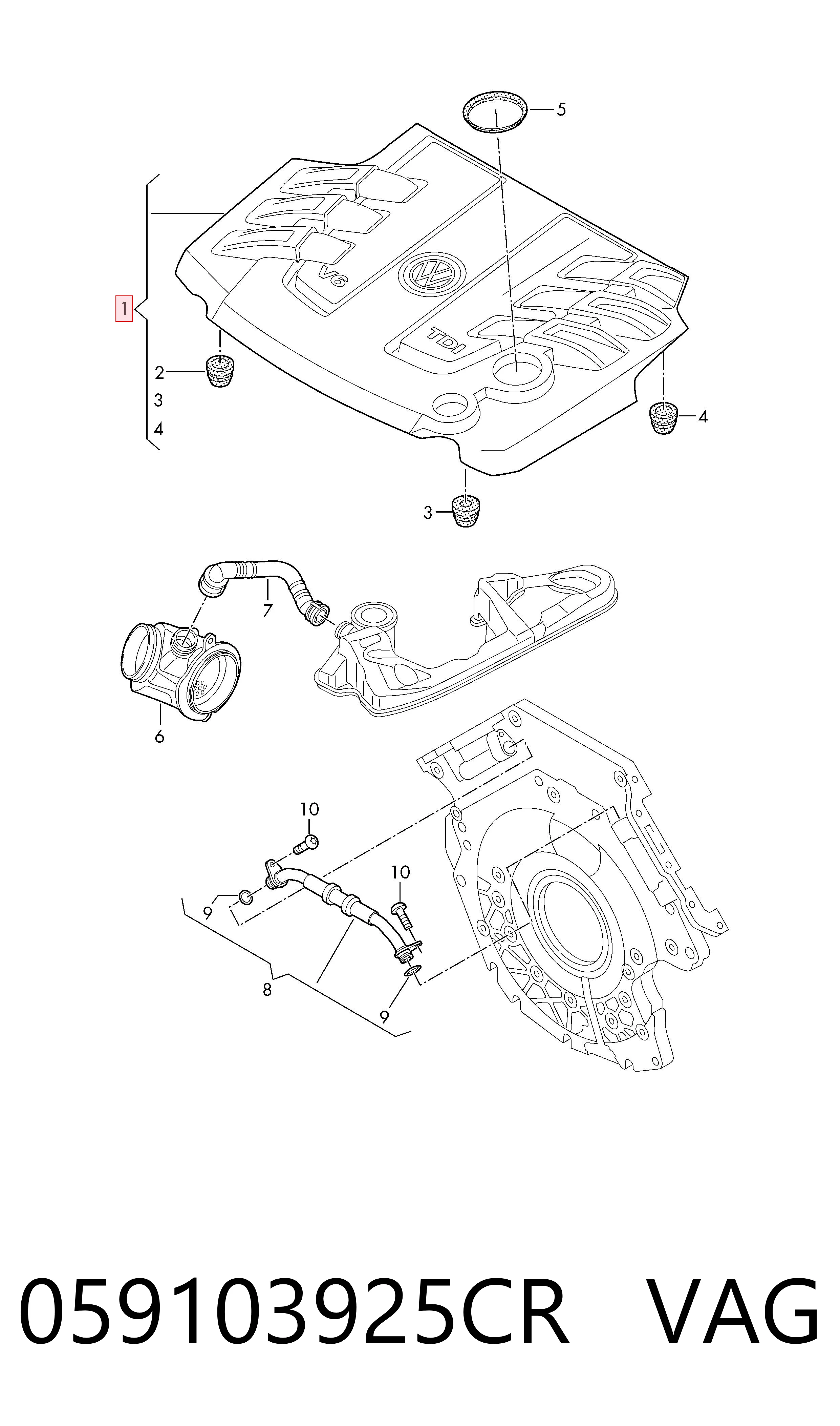 Tampa de motor decorativa Volkswagen AMAROK  2HA, 2HB, S1B, S6B, S7A, S7B ao melhor preço