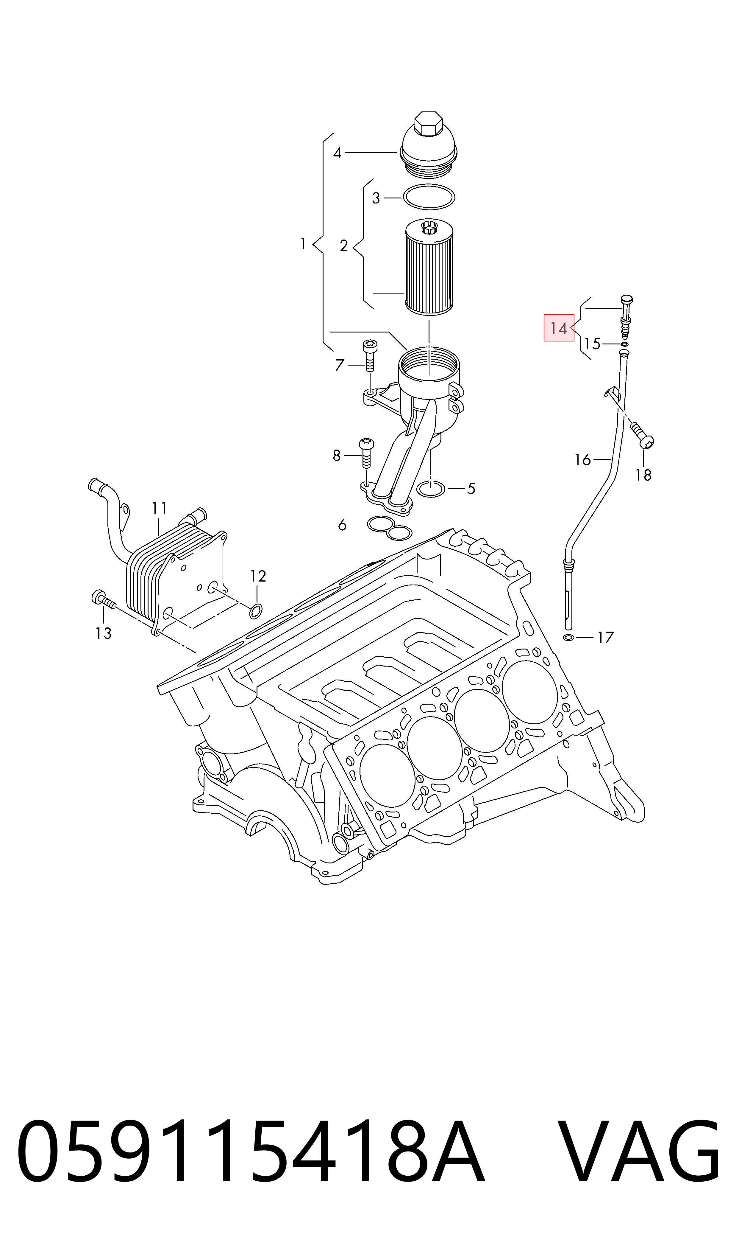059115418A VAG Tampão da guia de sonda de óleo de motor