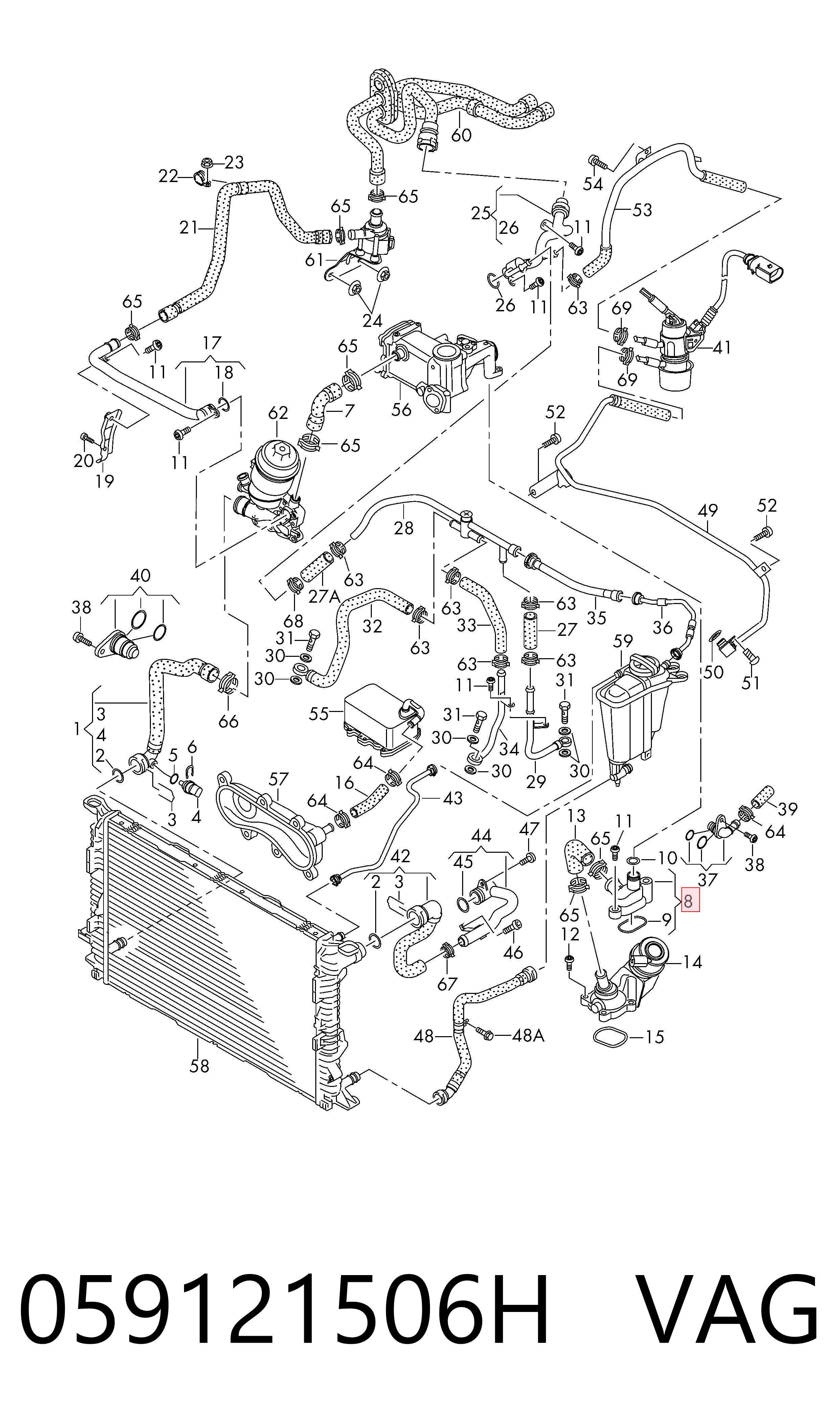059121506H VAG Flange do sistema de esfriamento (união em T)