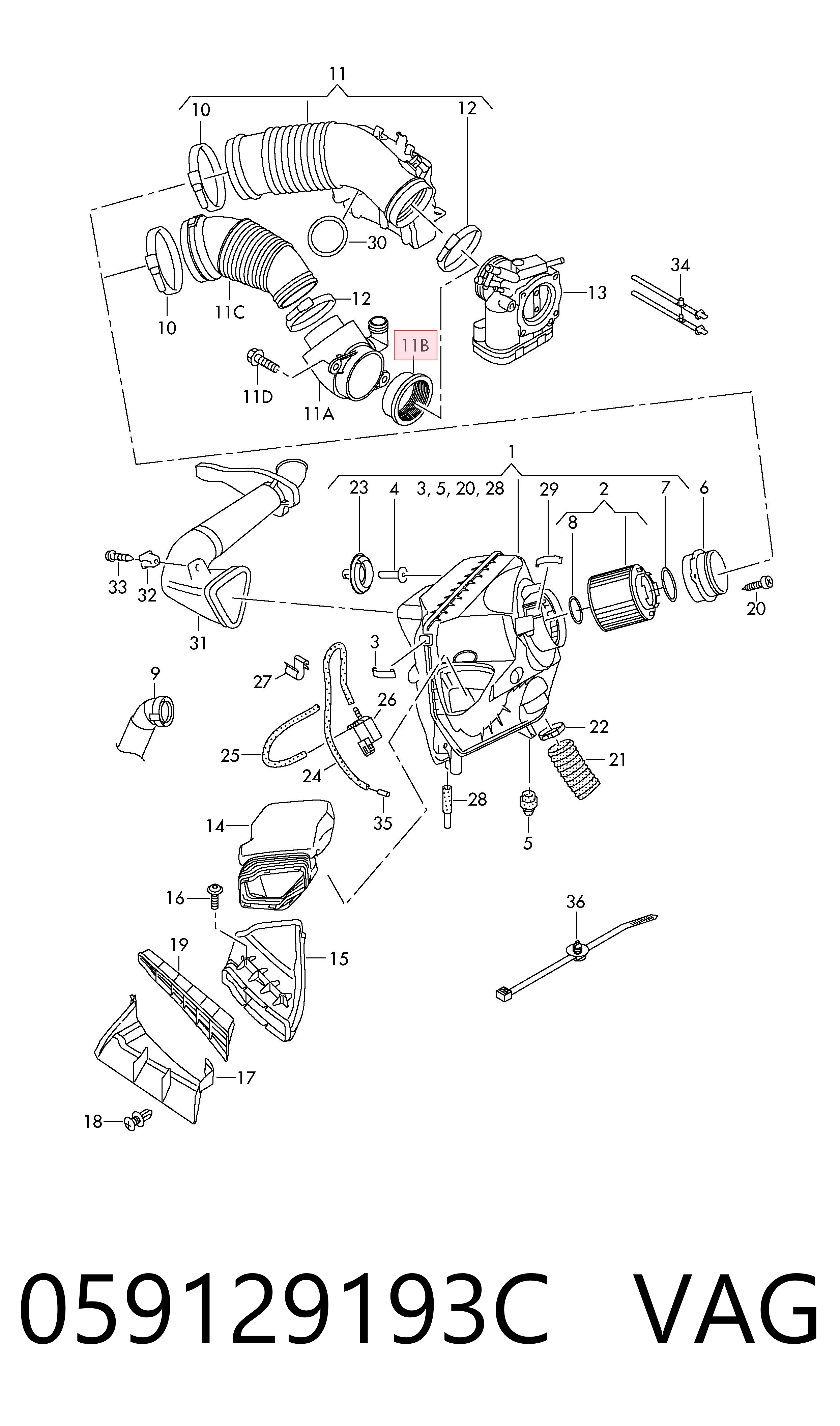 059129193C VAG Vedante de turbina de ar comprimido, admissão