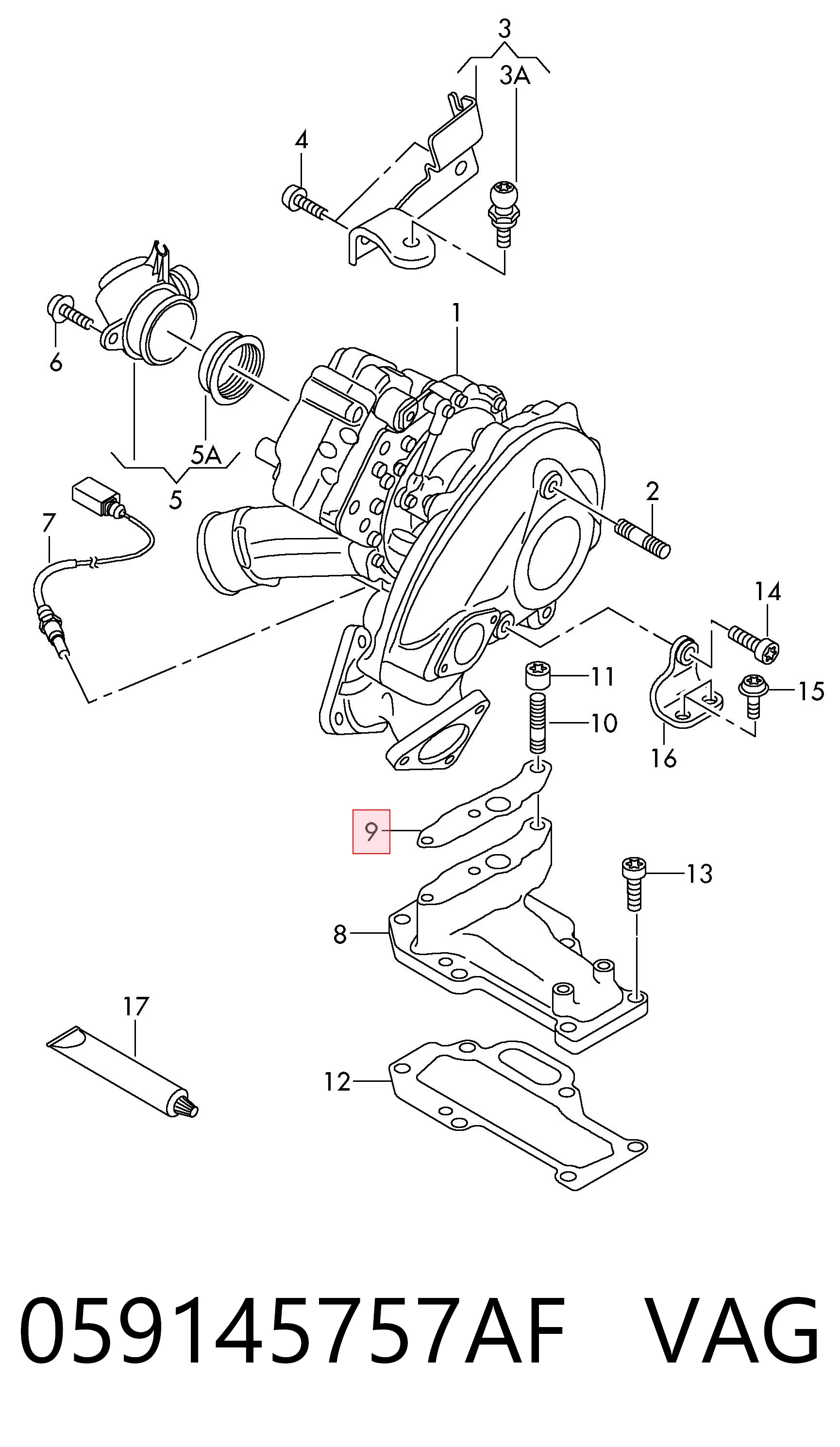 Compre 059145757AF VAG Vedante de mangueira de derivação de óleo de turbina