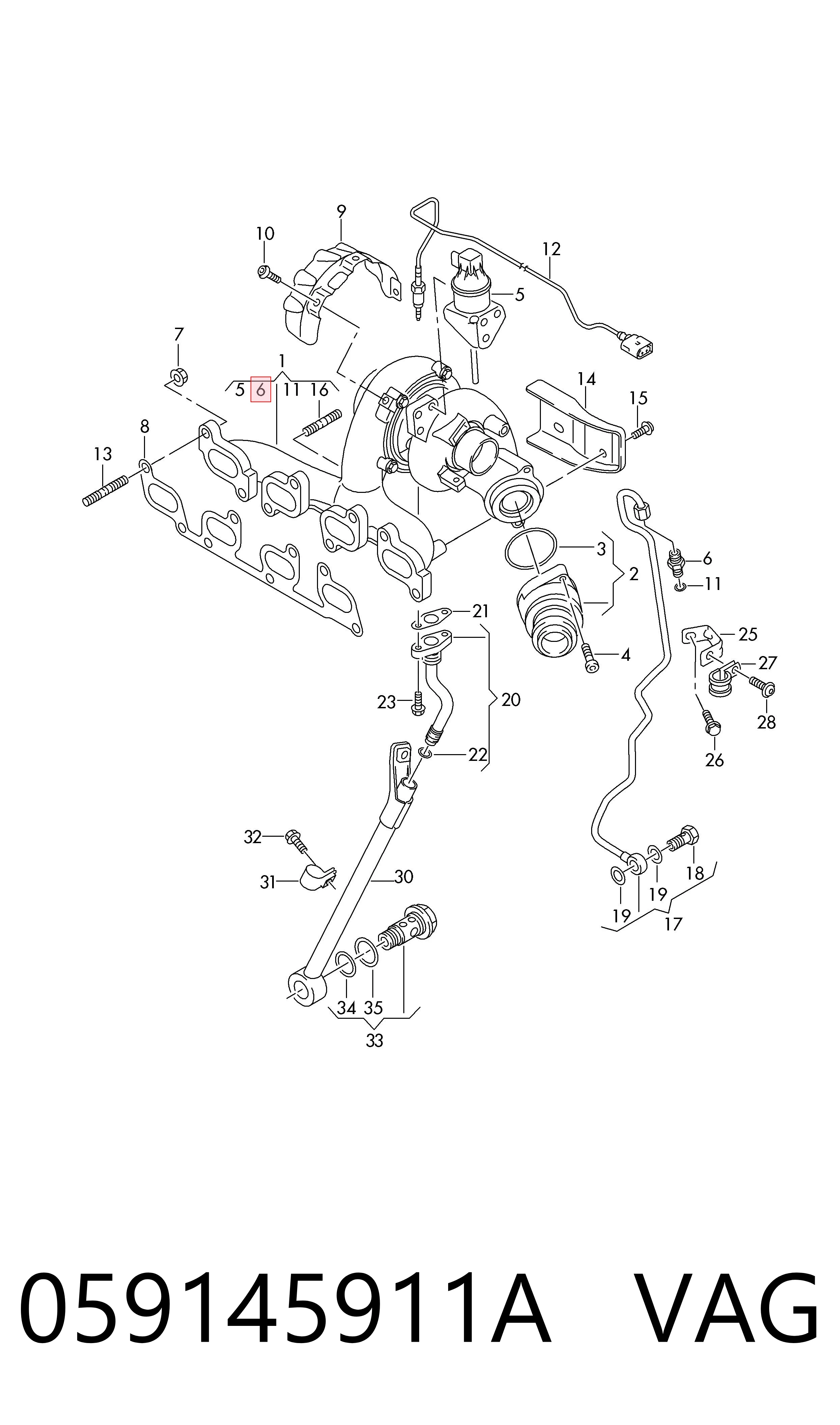 059145911A VAG Parafuso de tubo de turbina de fornecimento de óleo