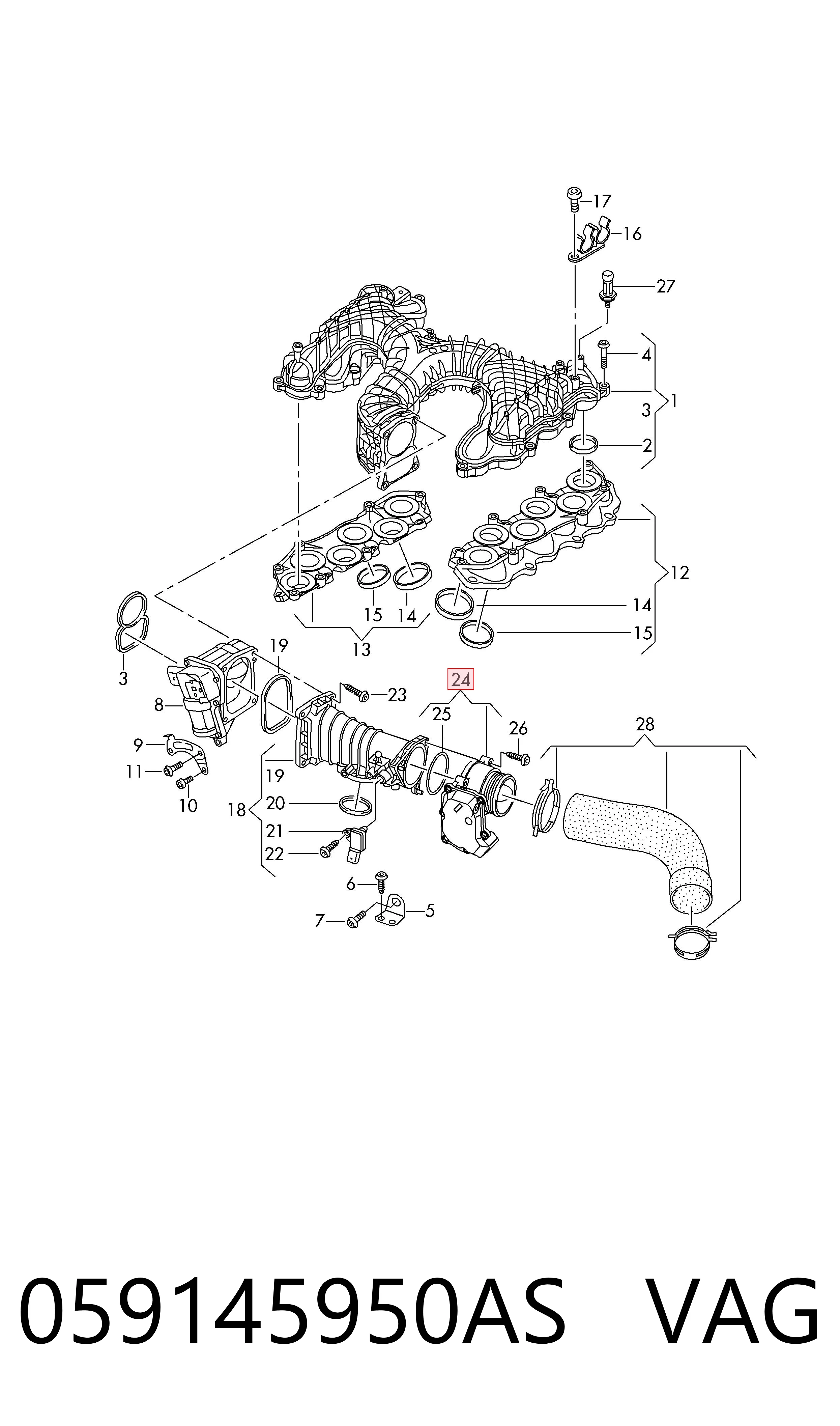  Válvula de borboleta montada Audi A6 Allroad C8 carrinha (4AH) (2018 - 2025) Allroad C8