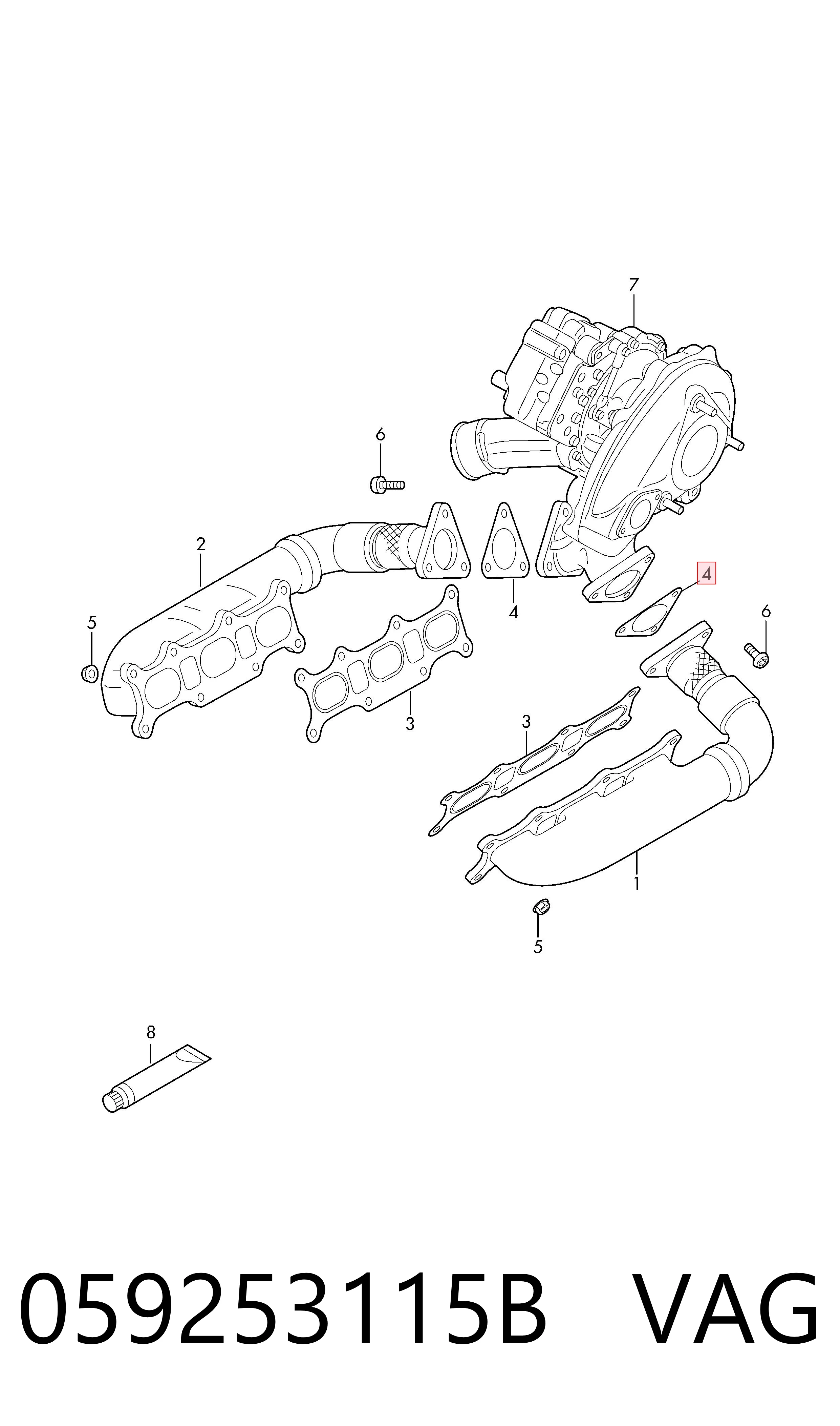 Vedante de turbina dos gases de escape, admissão VAG 059253115B preço, a partir de 6,88 USD