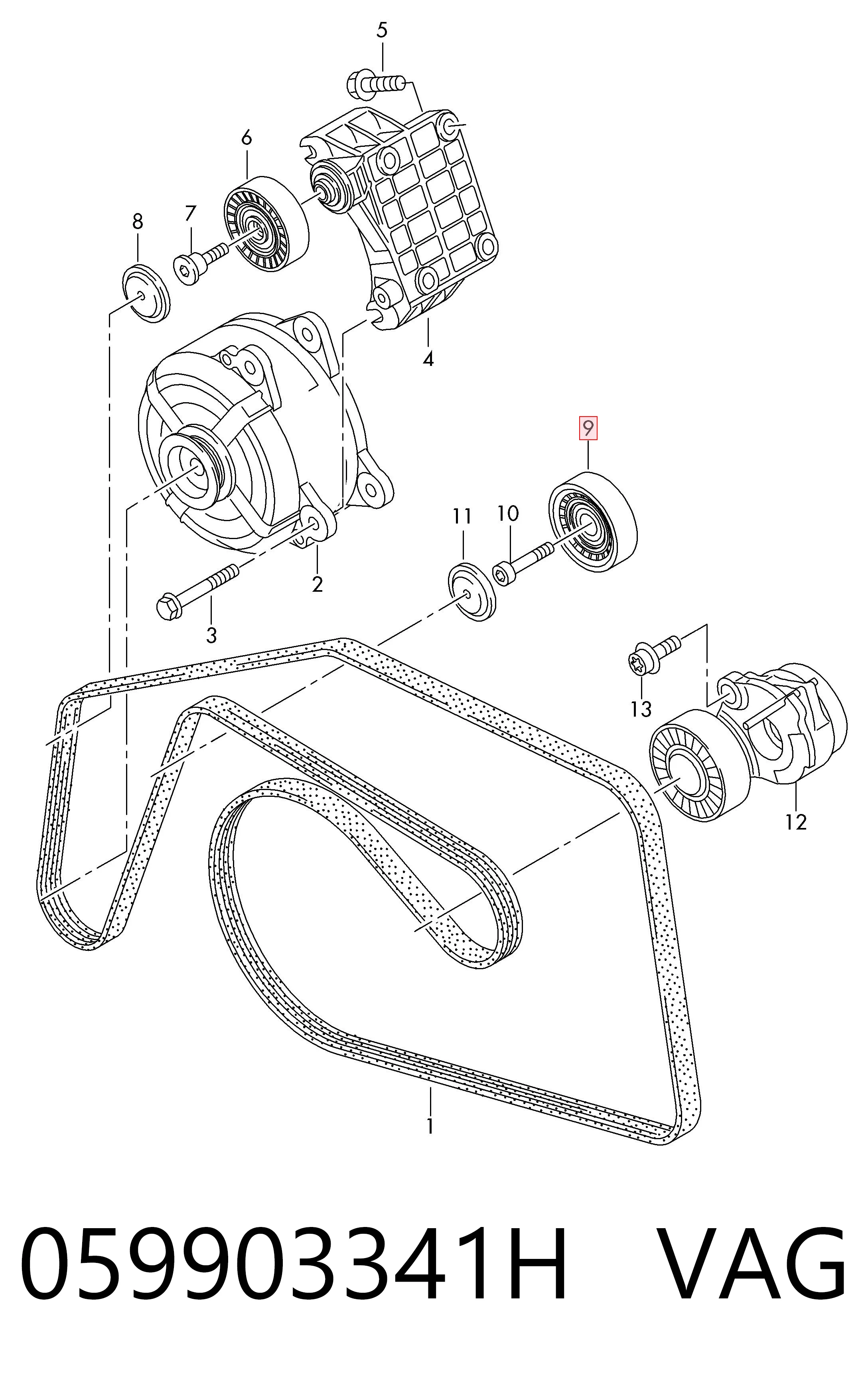 Rolo parasita da correia de transmissão VAG 059903341H preço, a partir de 13,98 USD