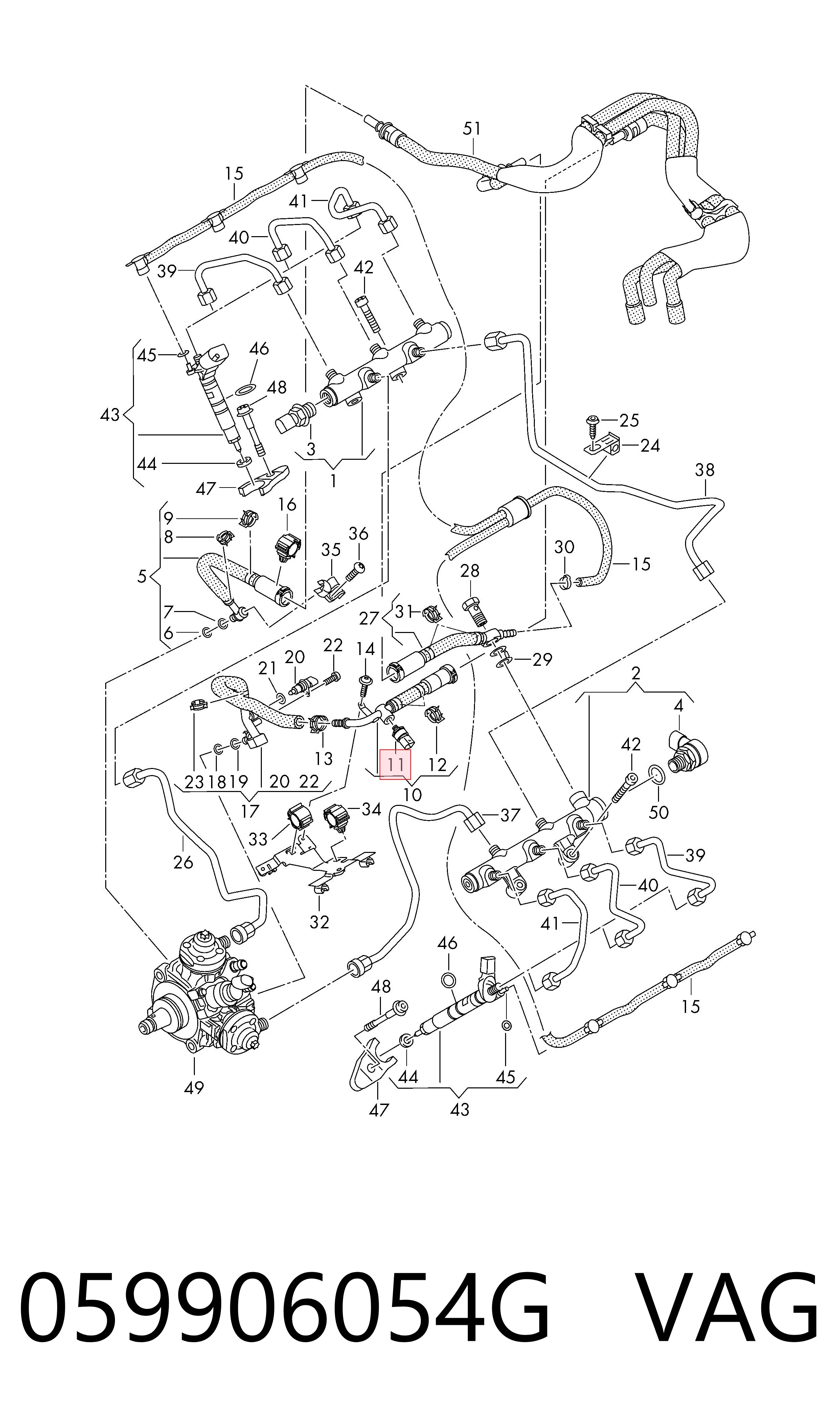 Sensor de pressão de combustível para Audi A6 C8 4A2