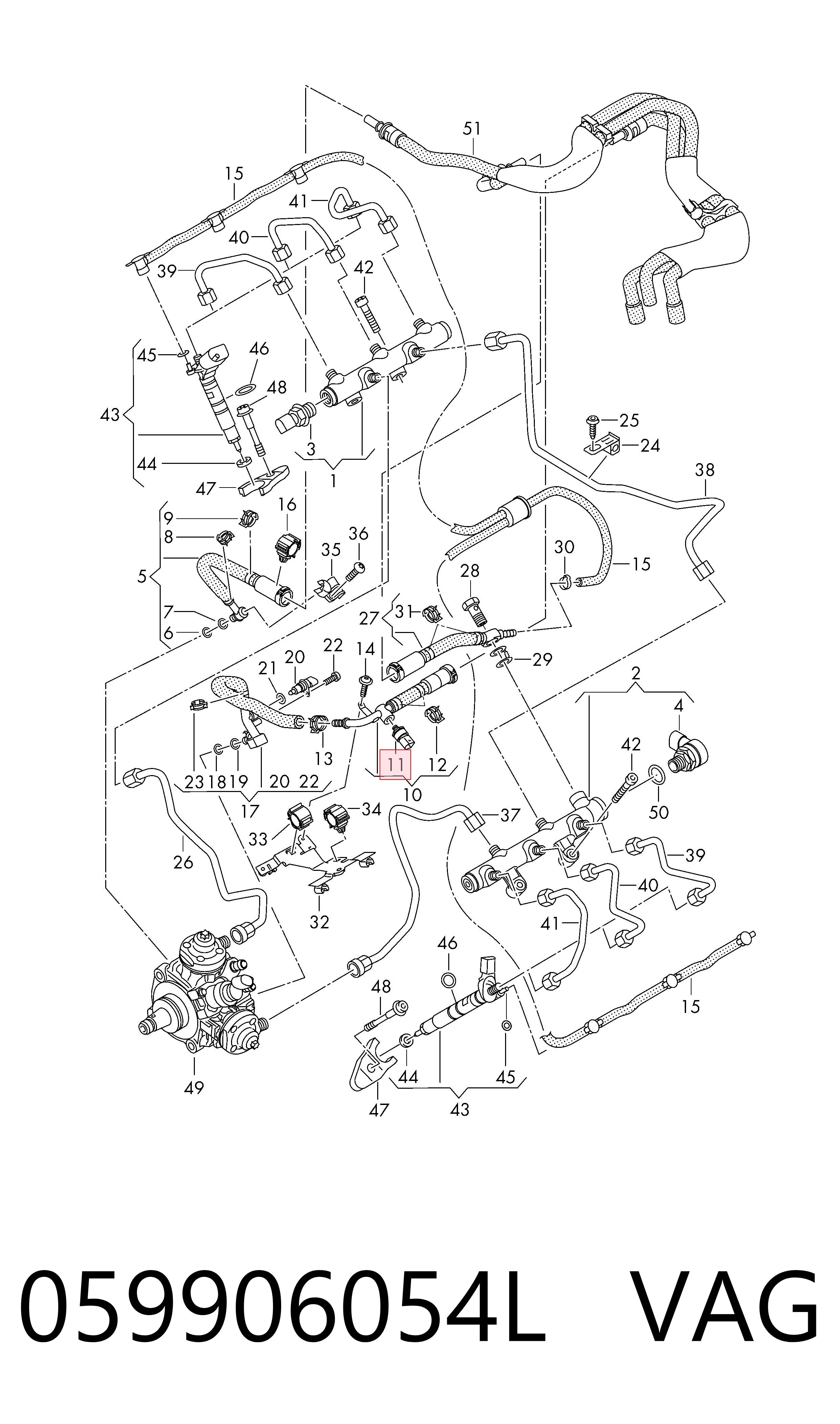 059906054L VAG Sensor de pressão de combustível
