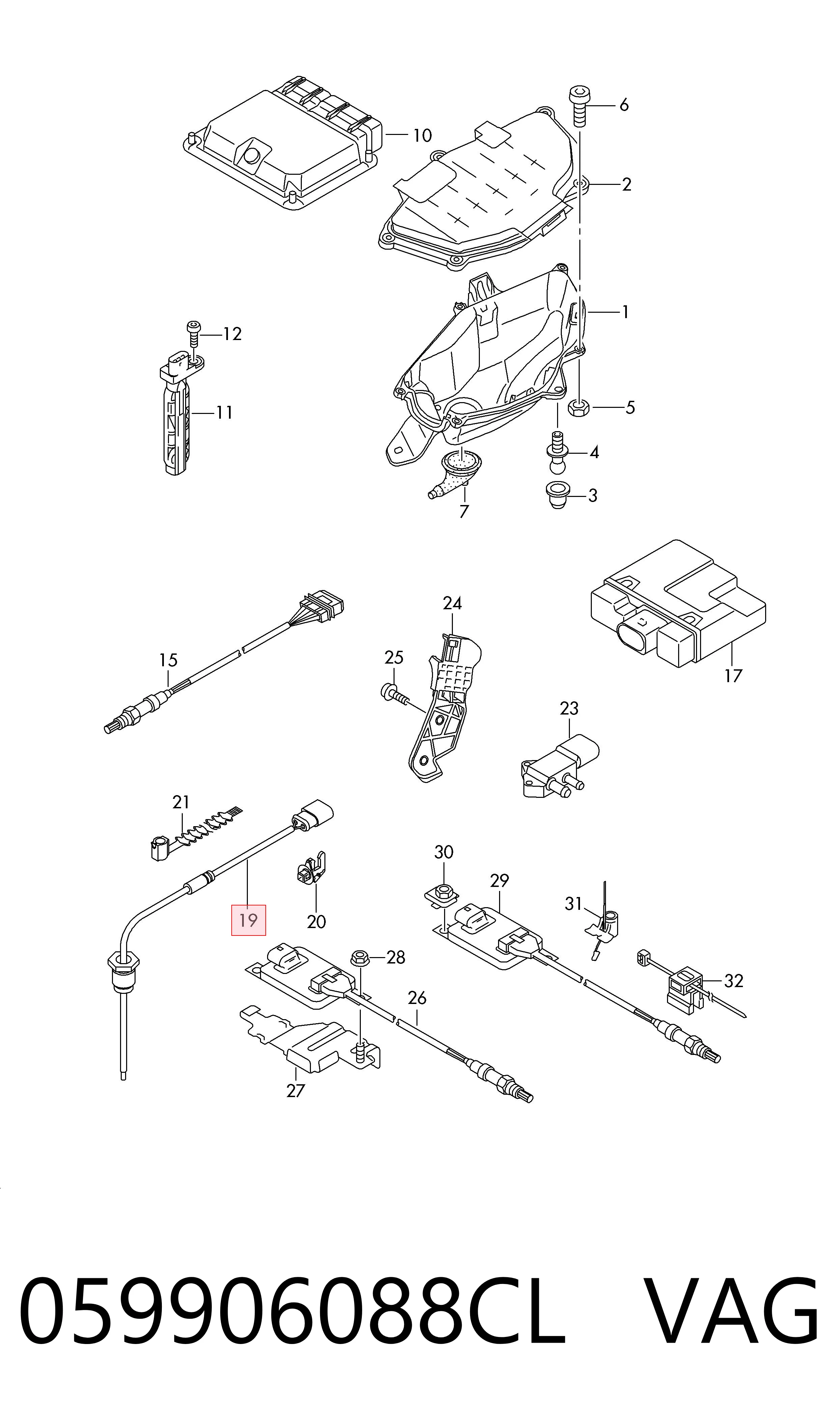 059906088CL VAG Sensor de temperatura dos gases de escape (GE), antes de turbina