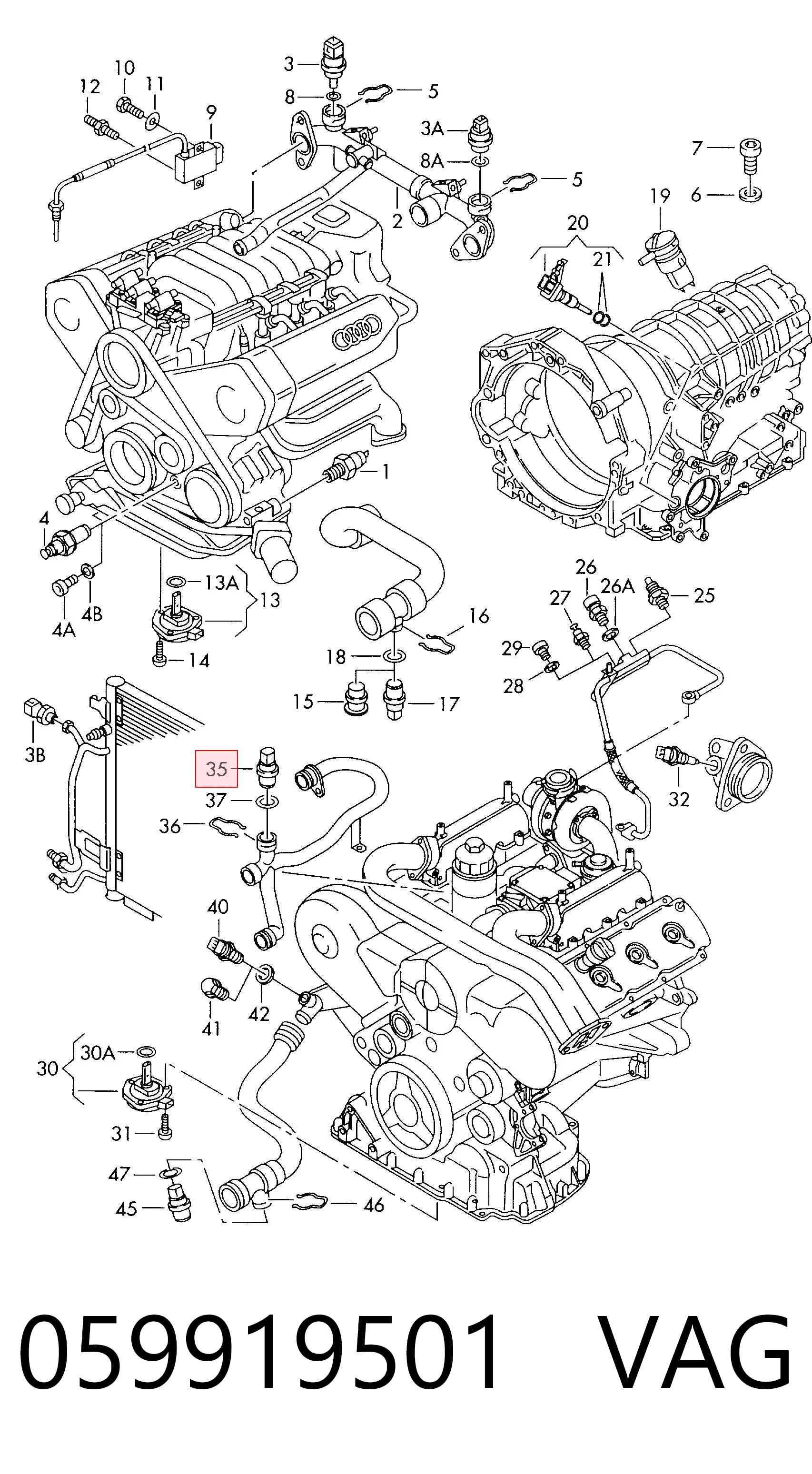 059919501 VAG Sensor de temperatura do fluido de esfriamento