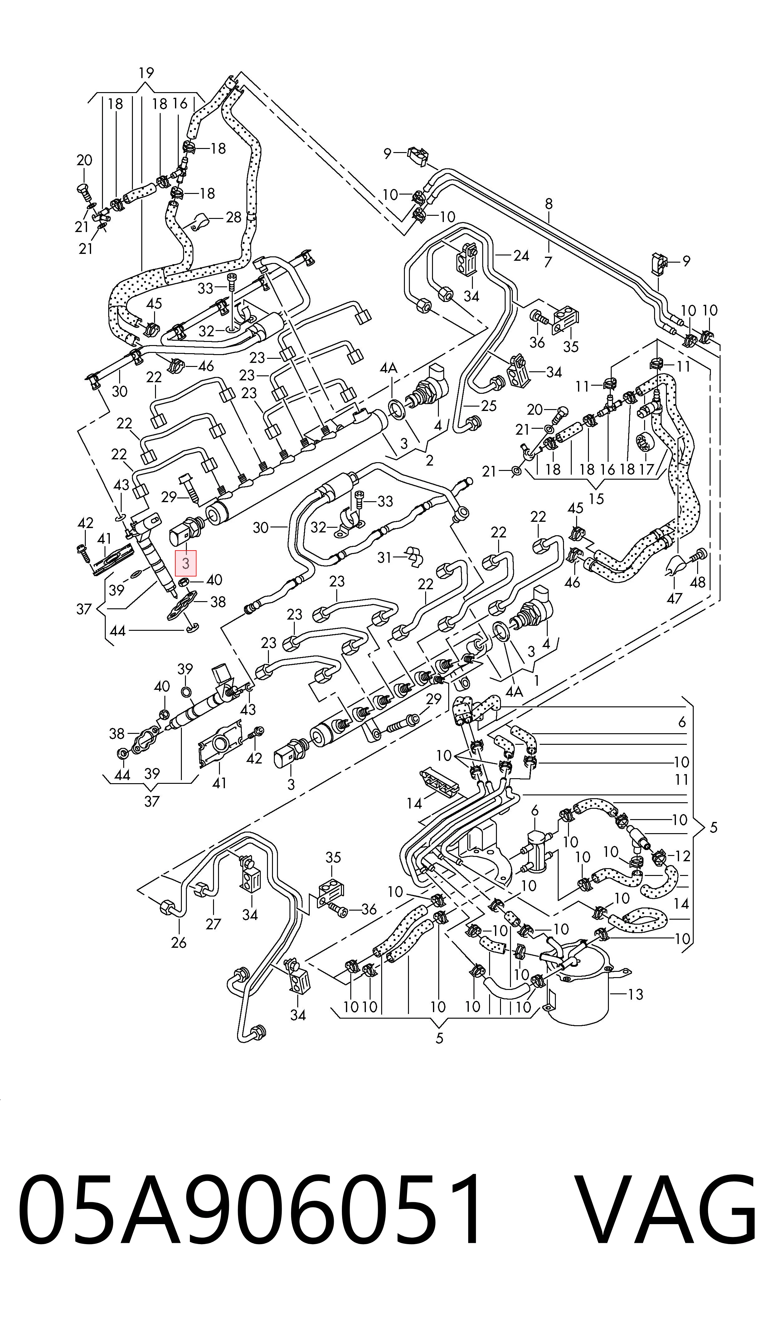 05A906051 VAG Sensor de pressão de combustível