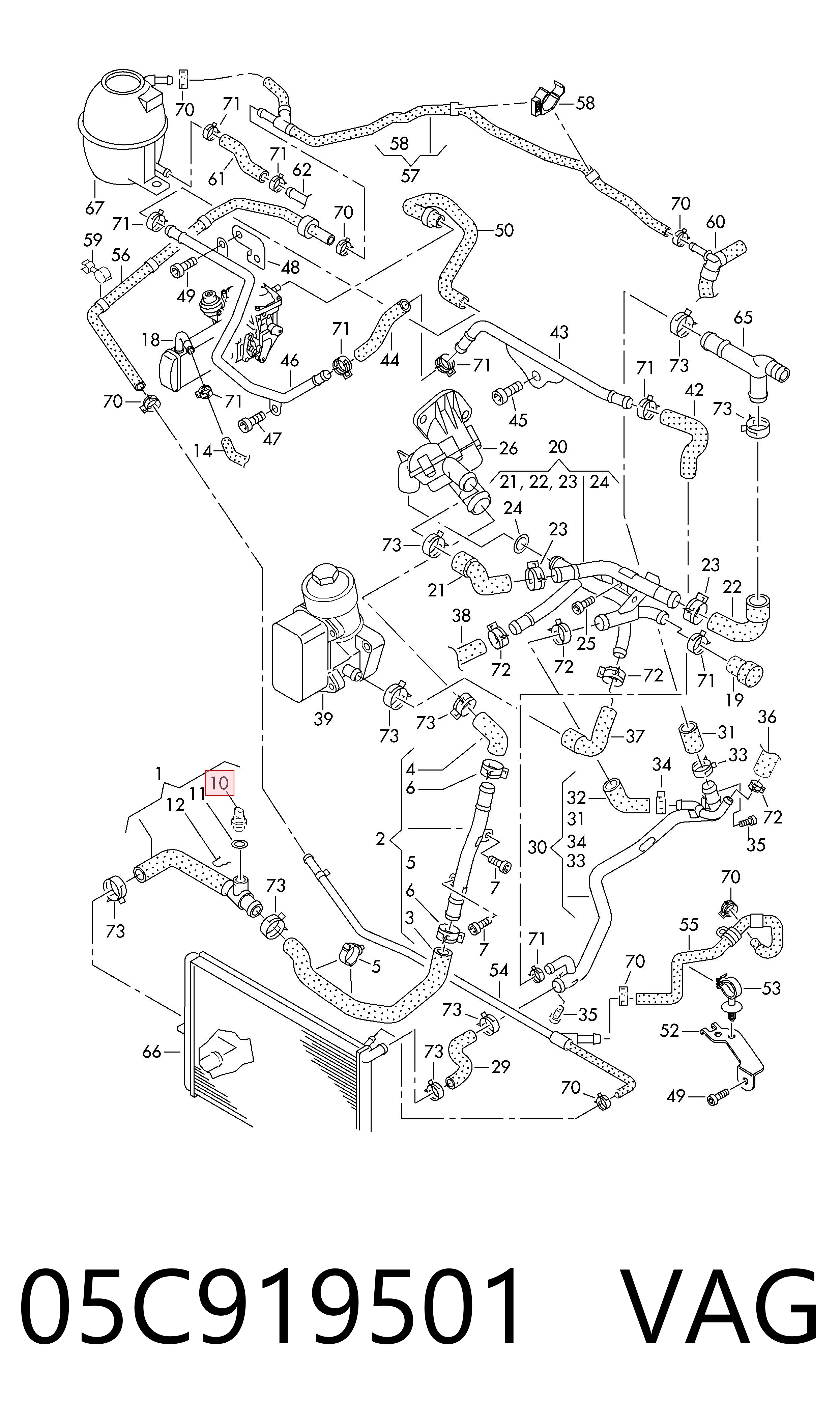 05C919501 VAG Sensor de temperatura do fluido de esfriamento