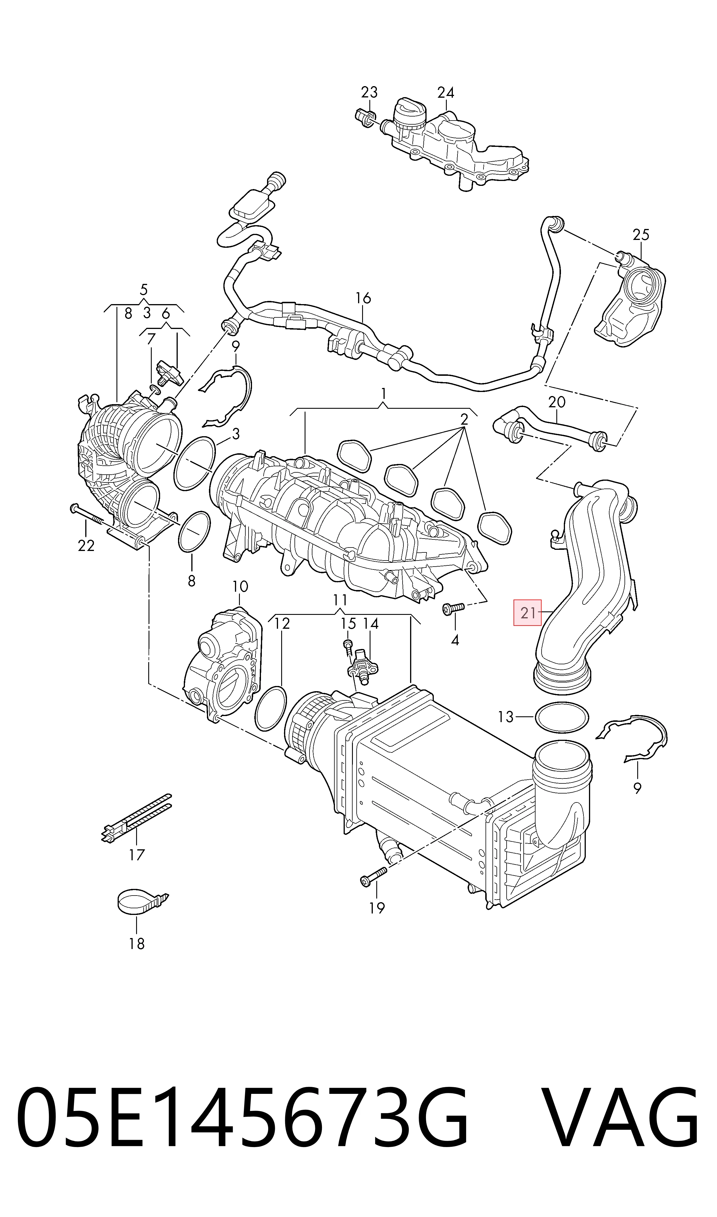 05E145673G VAG Sensor de pressão de supercompressão
