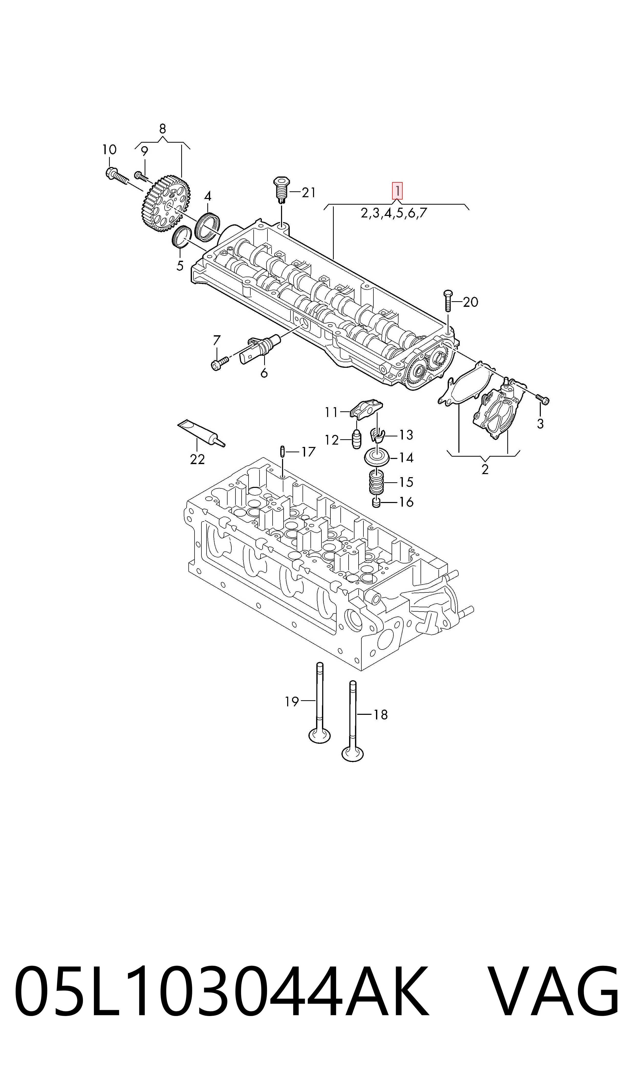 05L103044AK VAG Cama da árvore distribuidora