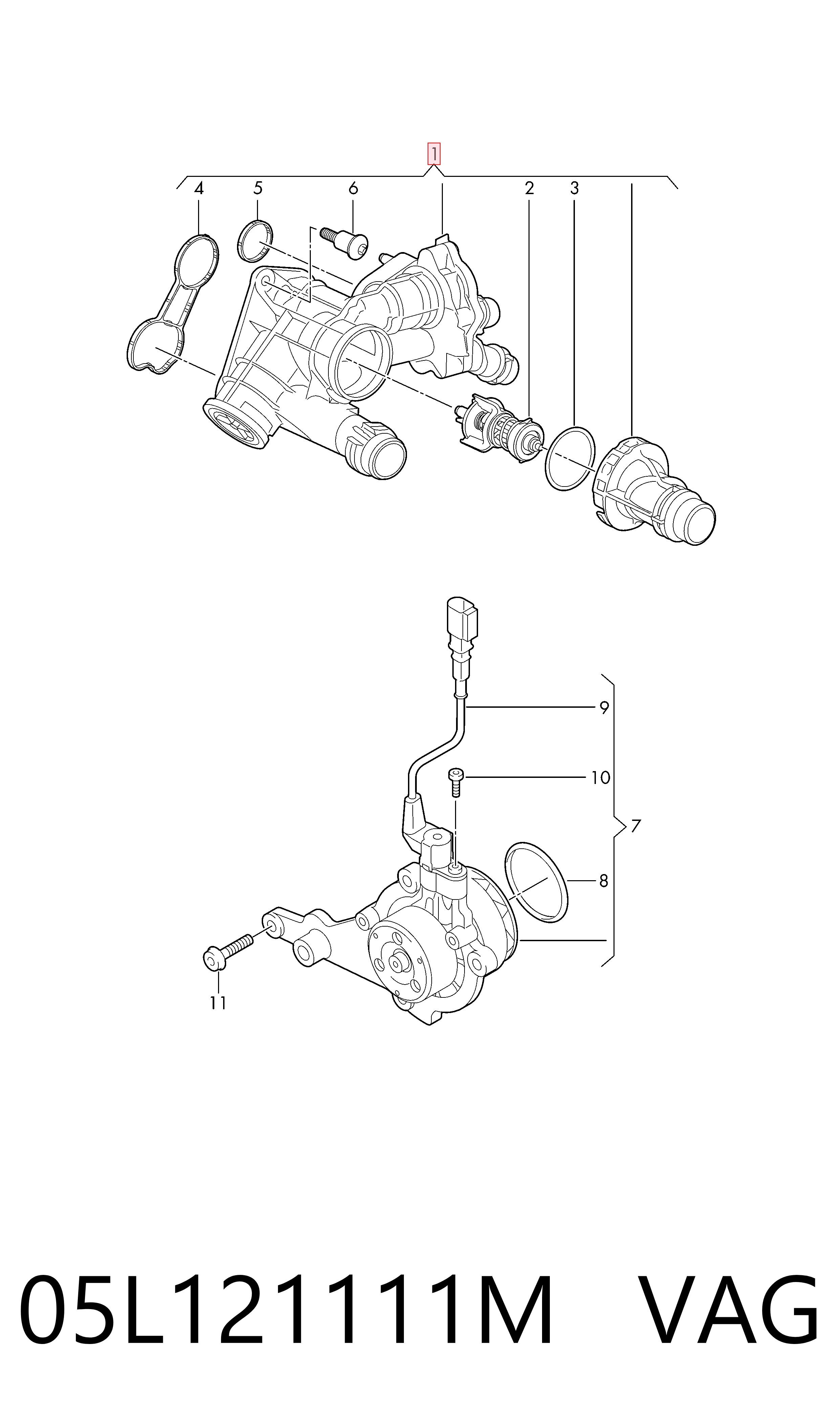 Caixa do termostato para Audi A3  8YS, 8YM