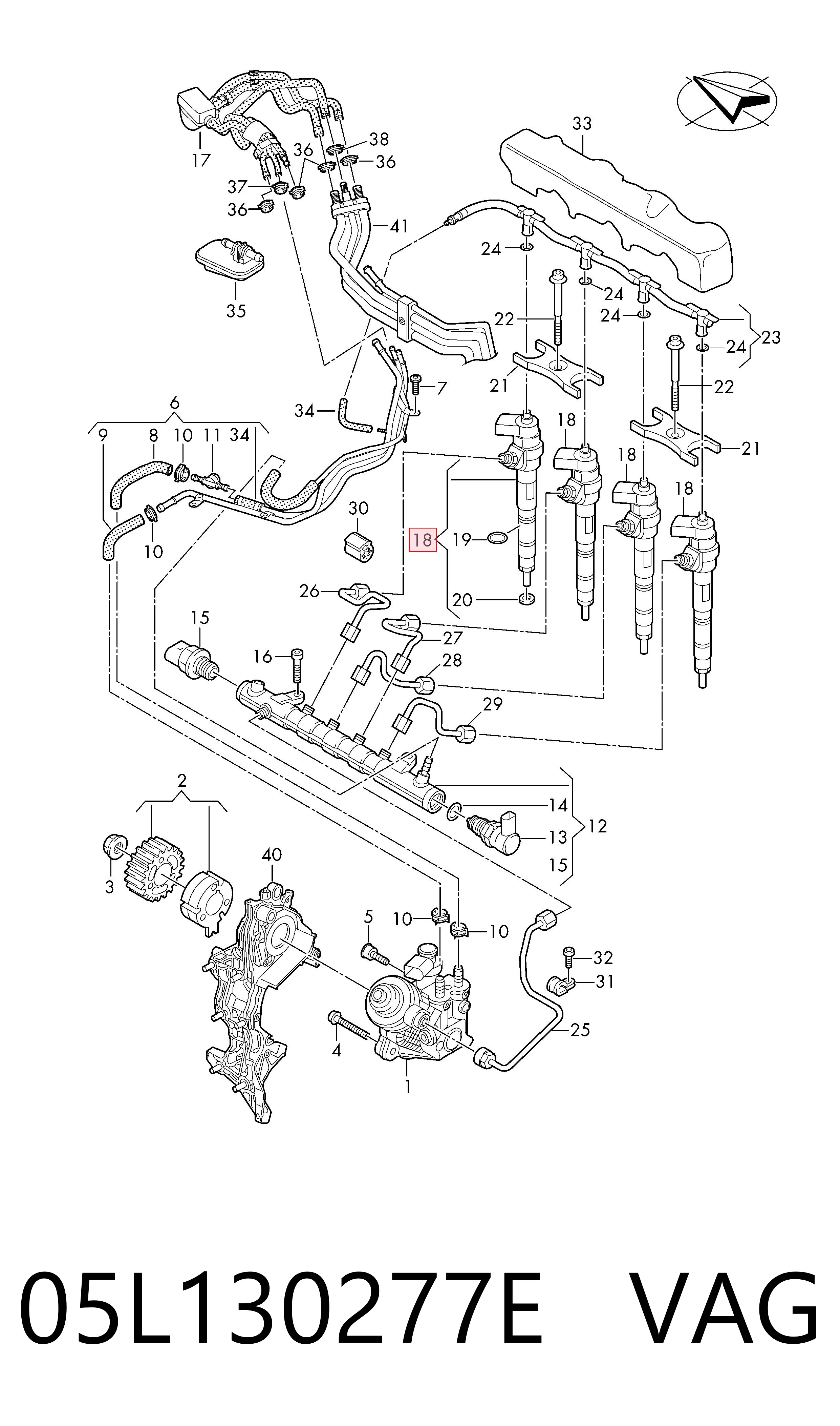 05L130277E VAG Injetor de injeção de combustível