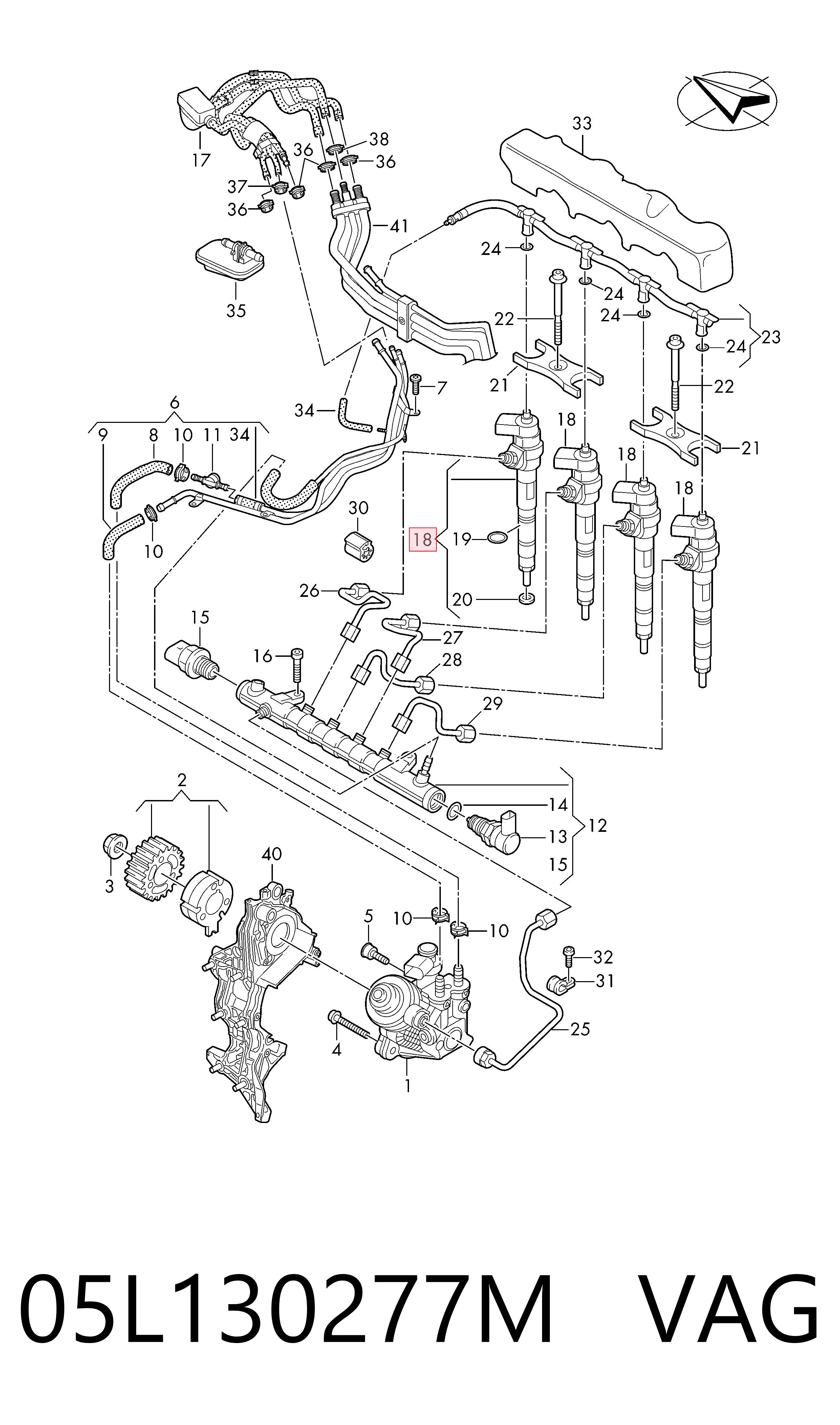05L130277M VAG Injetor de injeção de combustível