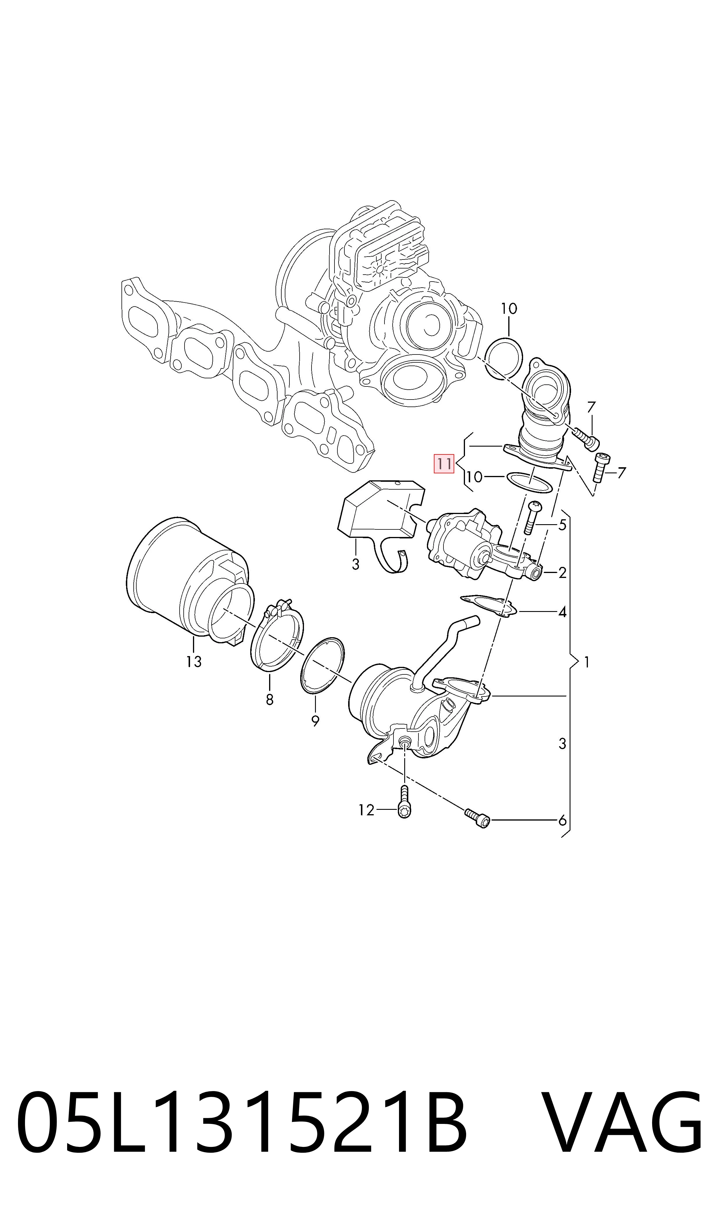 05L131521B VAG Cano derivado do sistema de recirculação dos gases de escape EGR